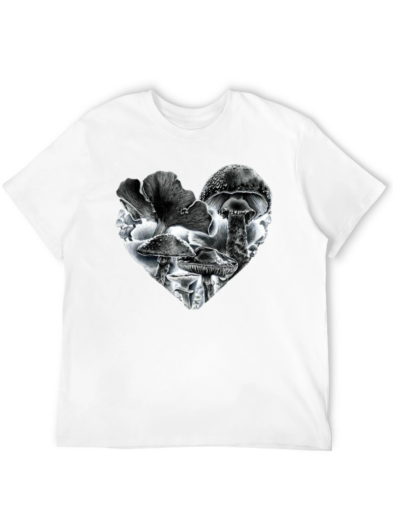 Black Mushroom Heart Black T-Shirt view 12
