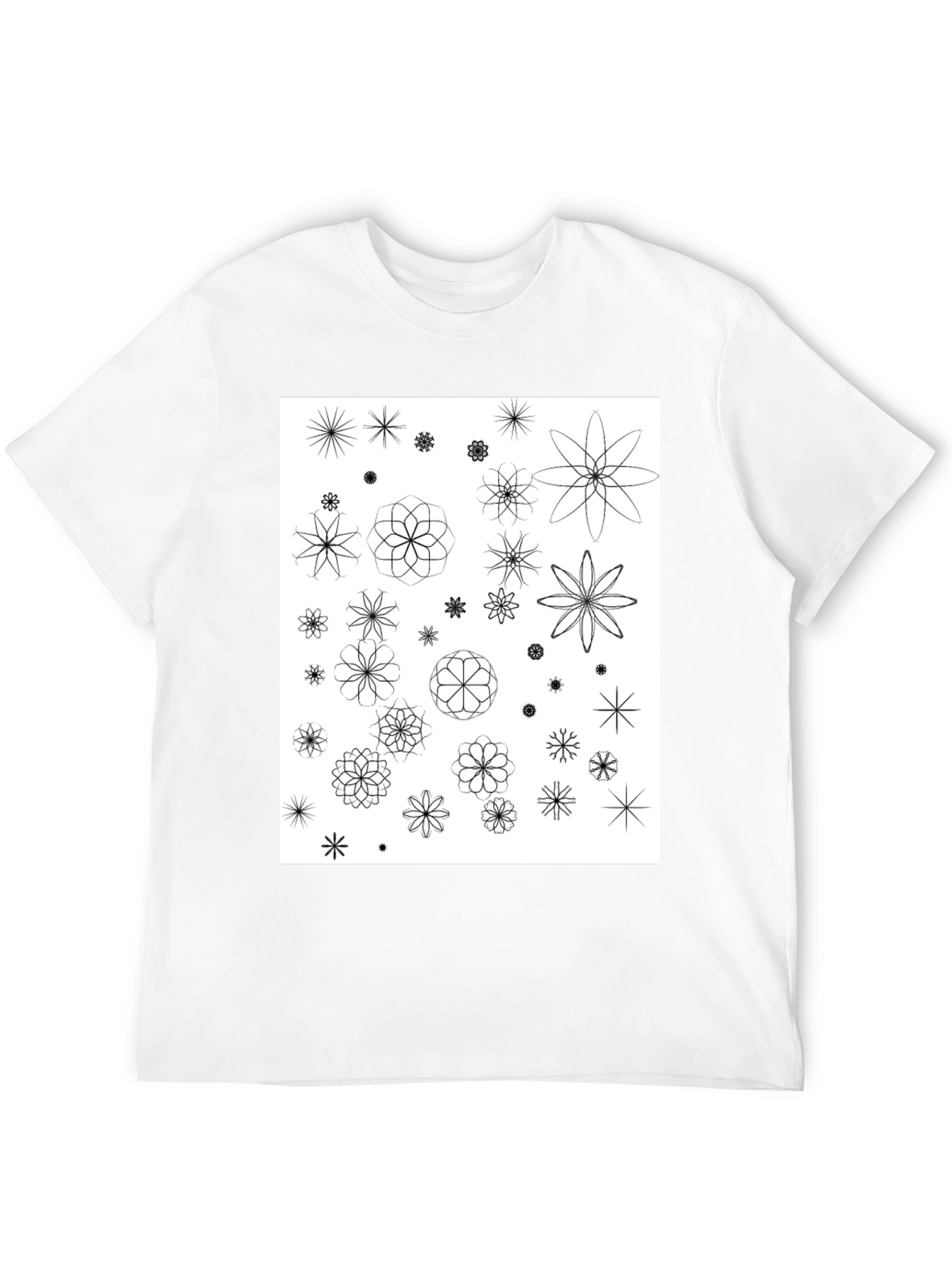 Black Floral Pattern Black T-Shirt | Trendy Men's Tee view 12