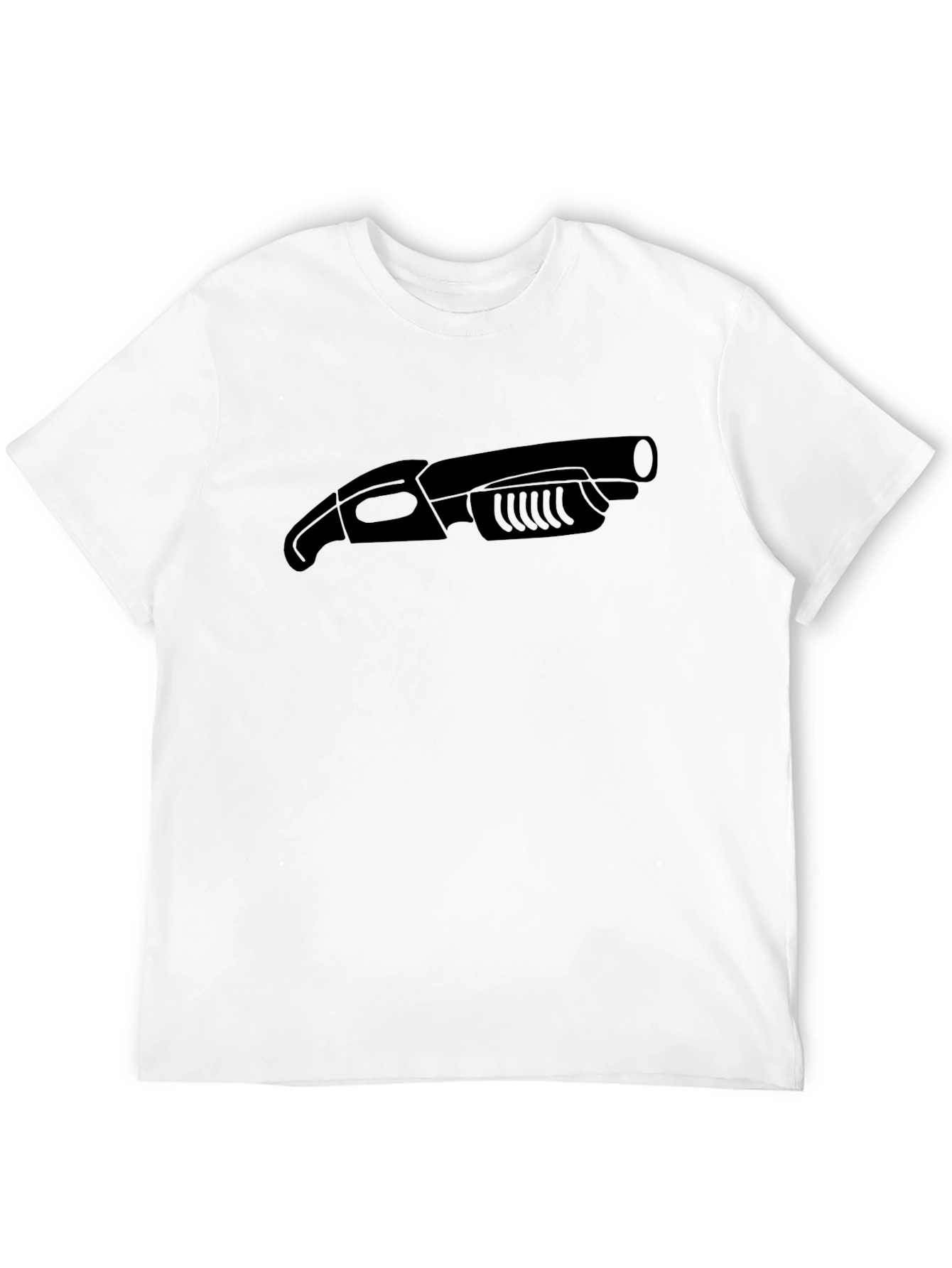 Black Men's Black T-Shirt with Novelty Gun Graphic view 12