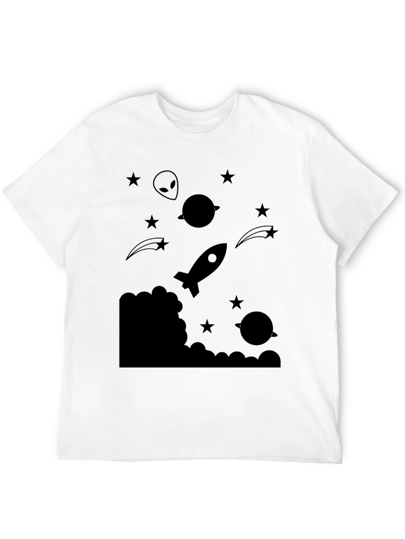 Black Cosmic Rocket Graphic T-Shirt view 12