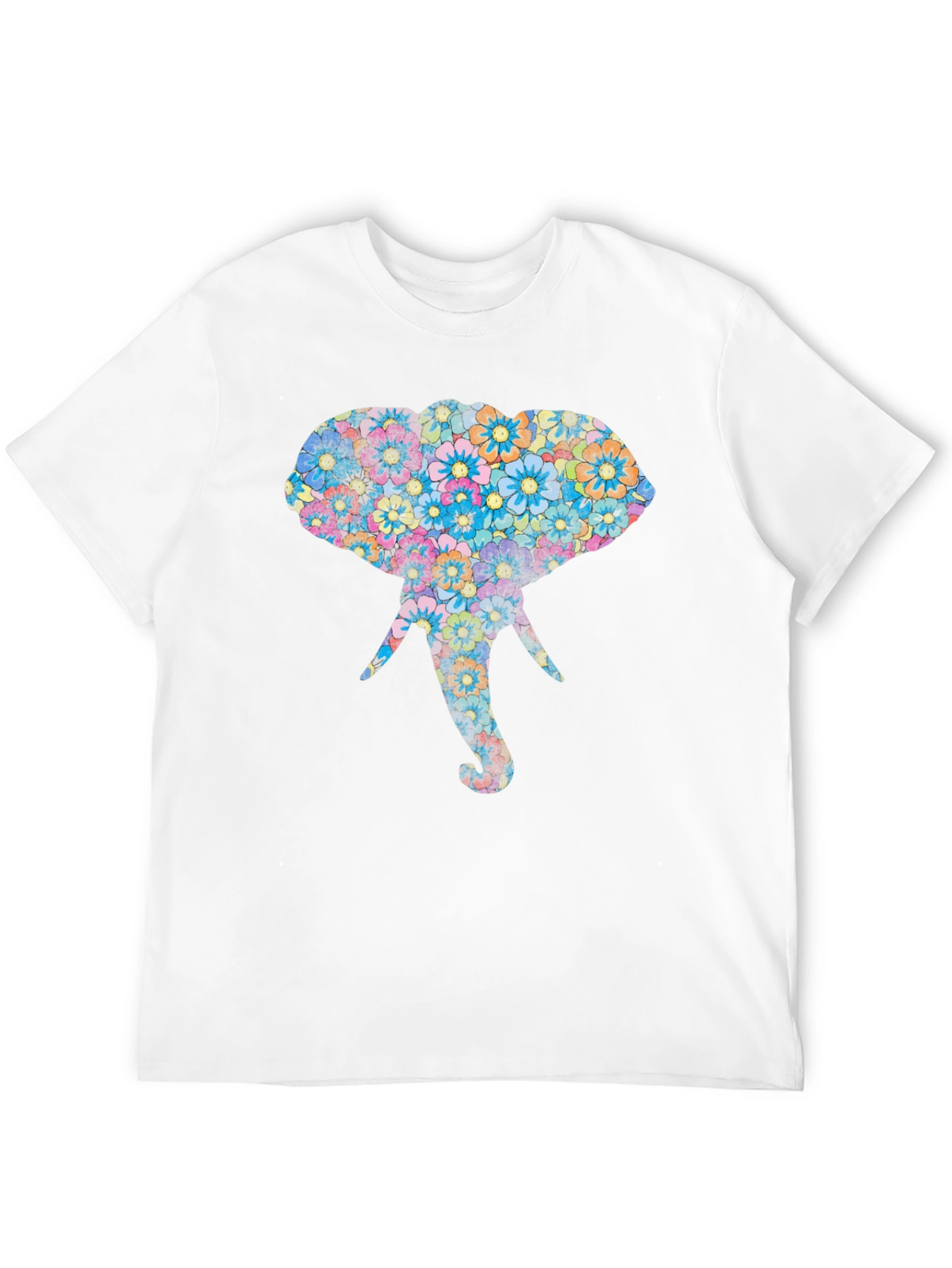 Black Floral Elephant Graphic Print Black T-Shirt view 12