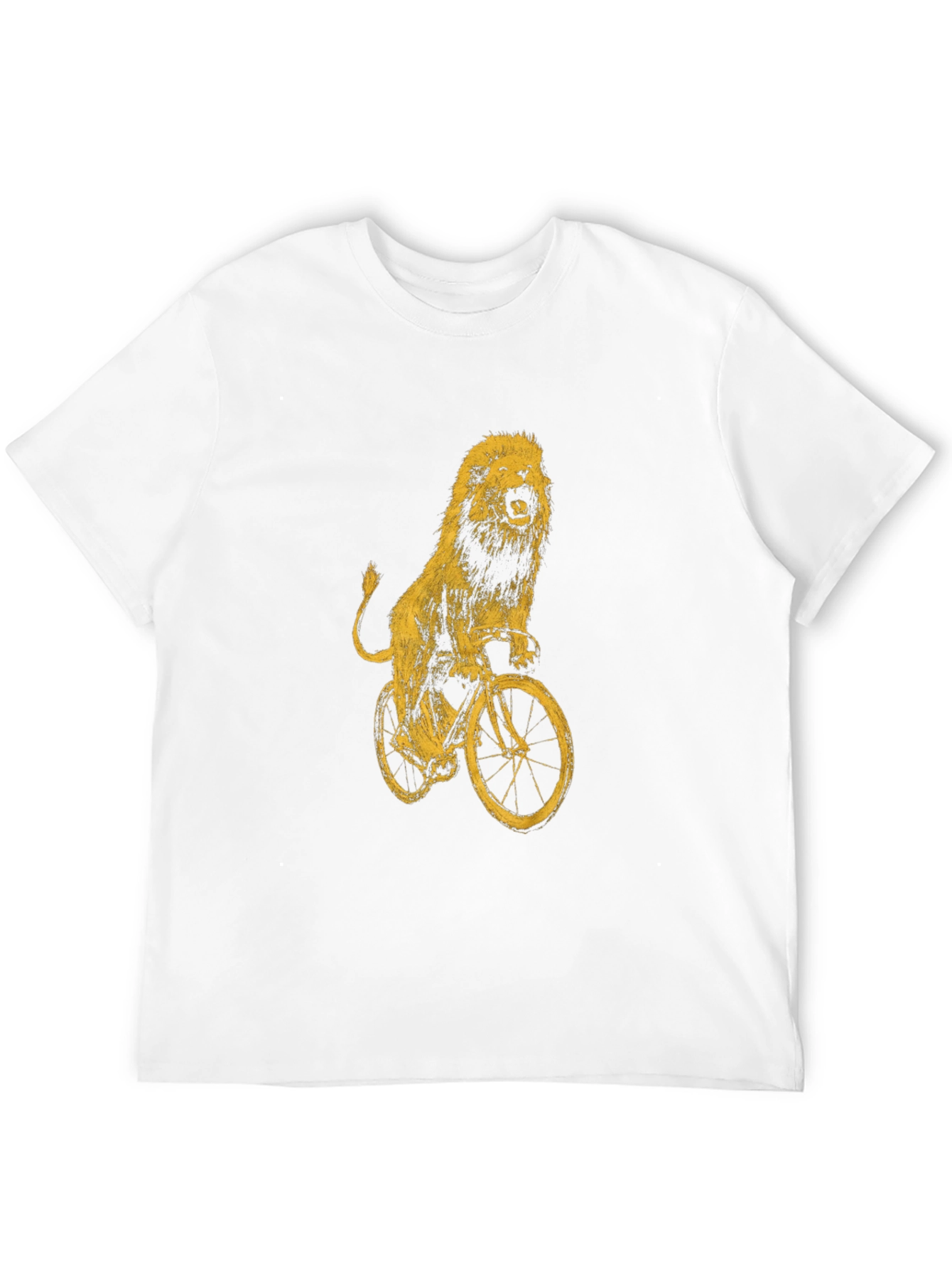 Black Lion on Bike Graphic Tee - Black Cotton T-Shirt view 12