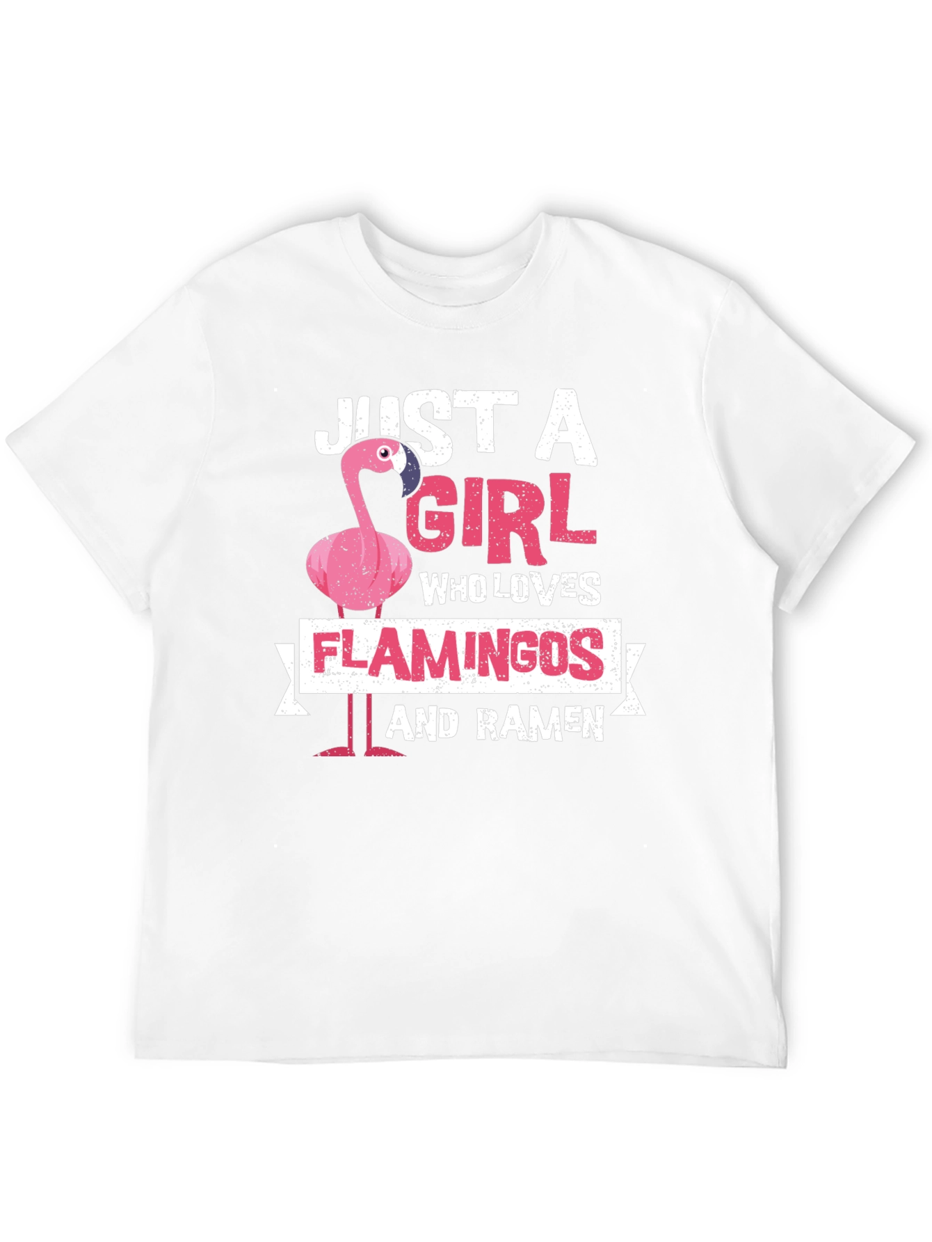 Black Just A Girl Who Loves Flamingos and Ramen T-Shirt view 12