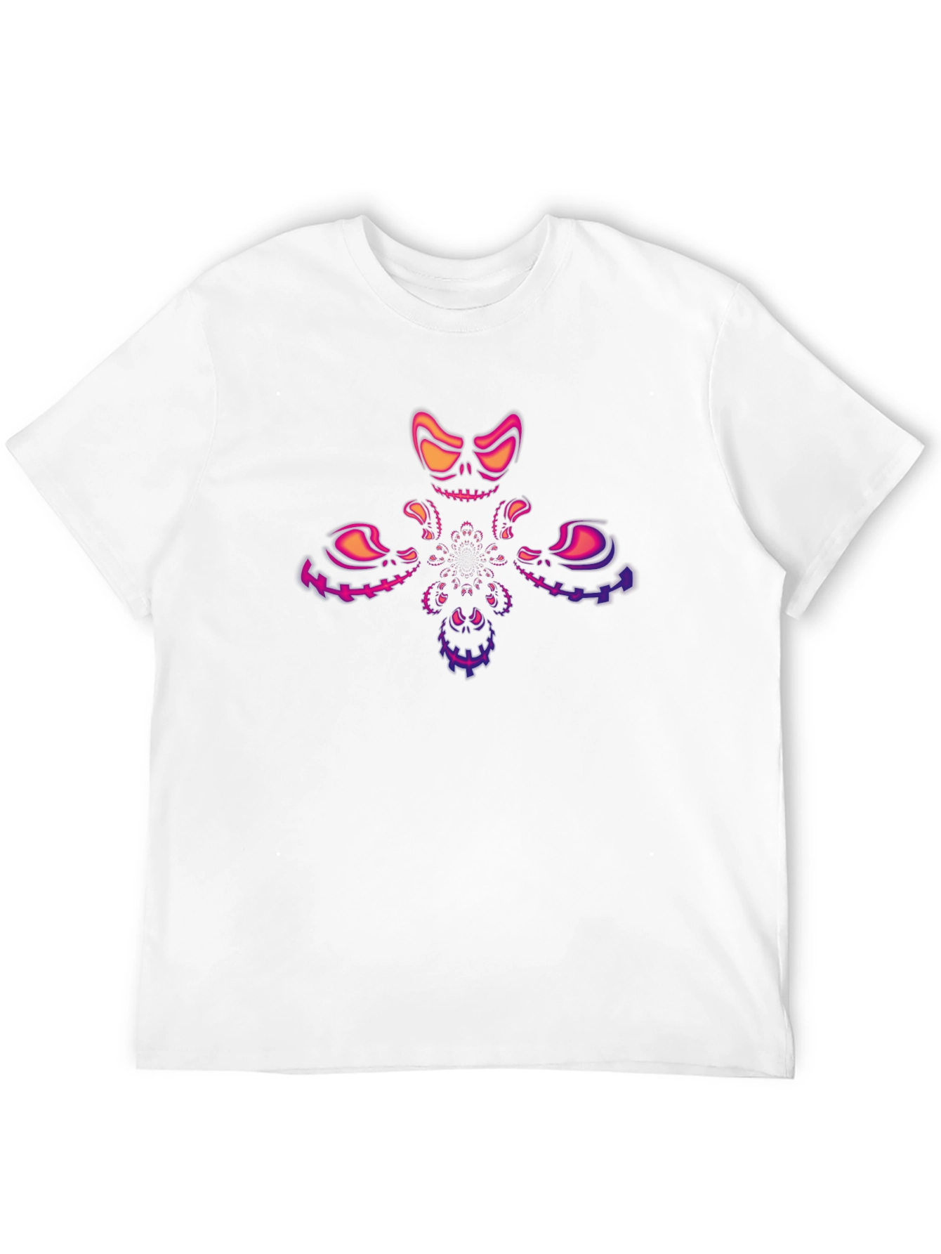 Black Skull Fractal Graphic Tee - Black Cotton Blend view 12