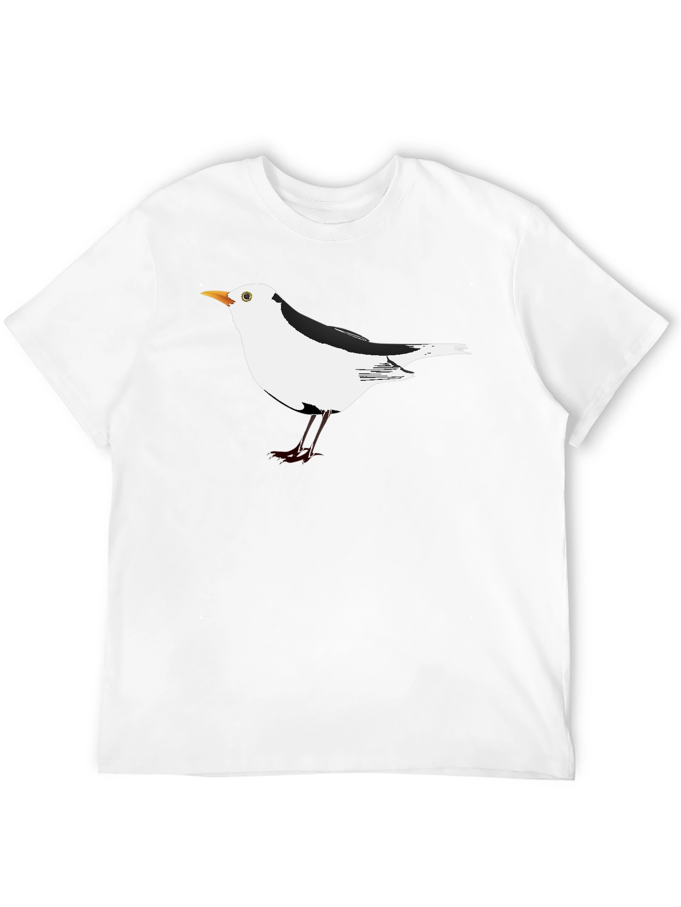 Black Black T-Shirt with Unique Seagull Bird Graphic view 12