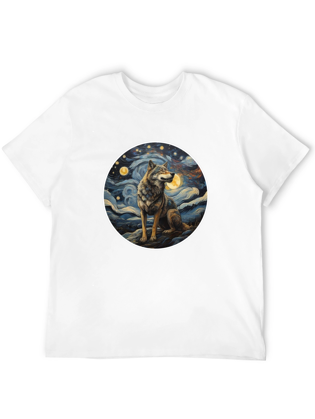Black Wolf in Starry Night Men's T-Shirt view 12