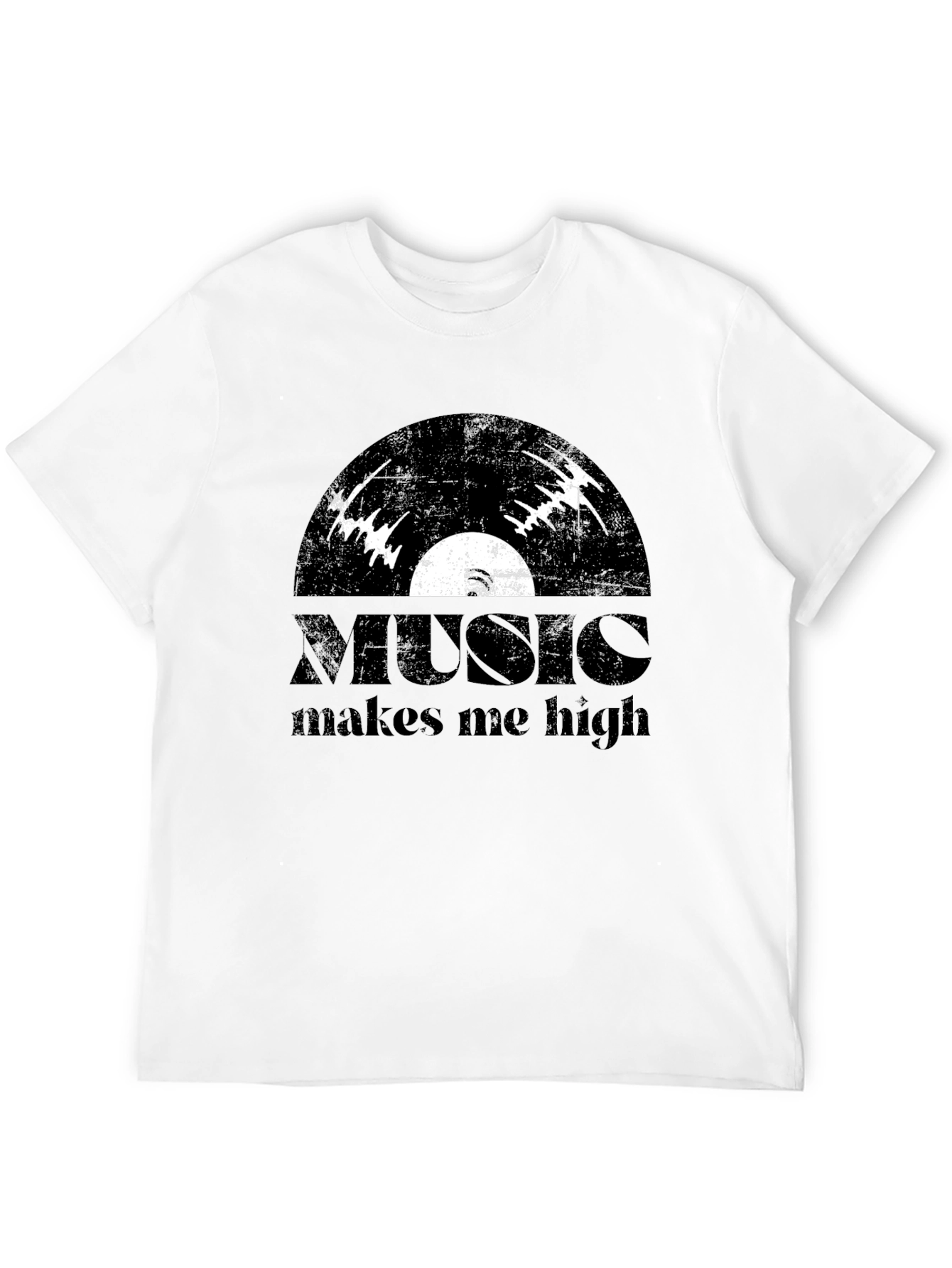 Black Music Makes Me High Black Graphic T-Shirt view 12