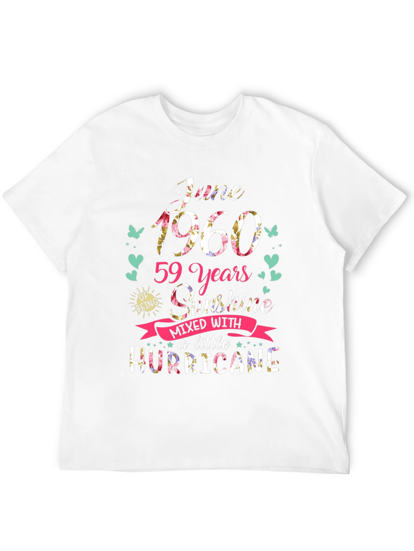 Black June 1960 Birthday T-Shirt - Sunshine & Hurricane view 12