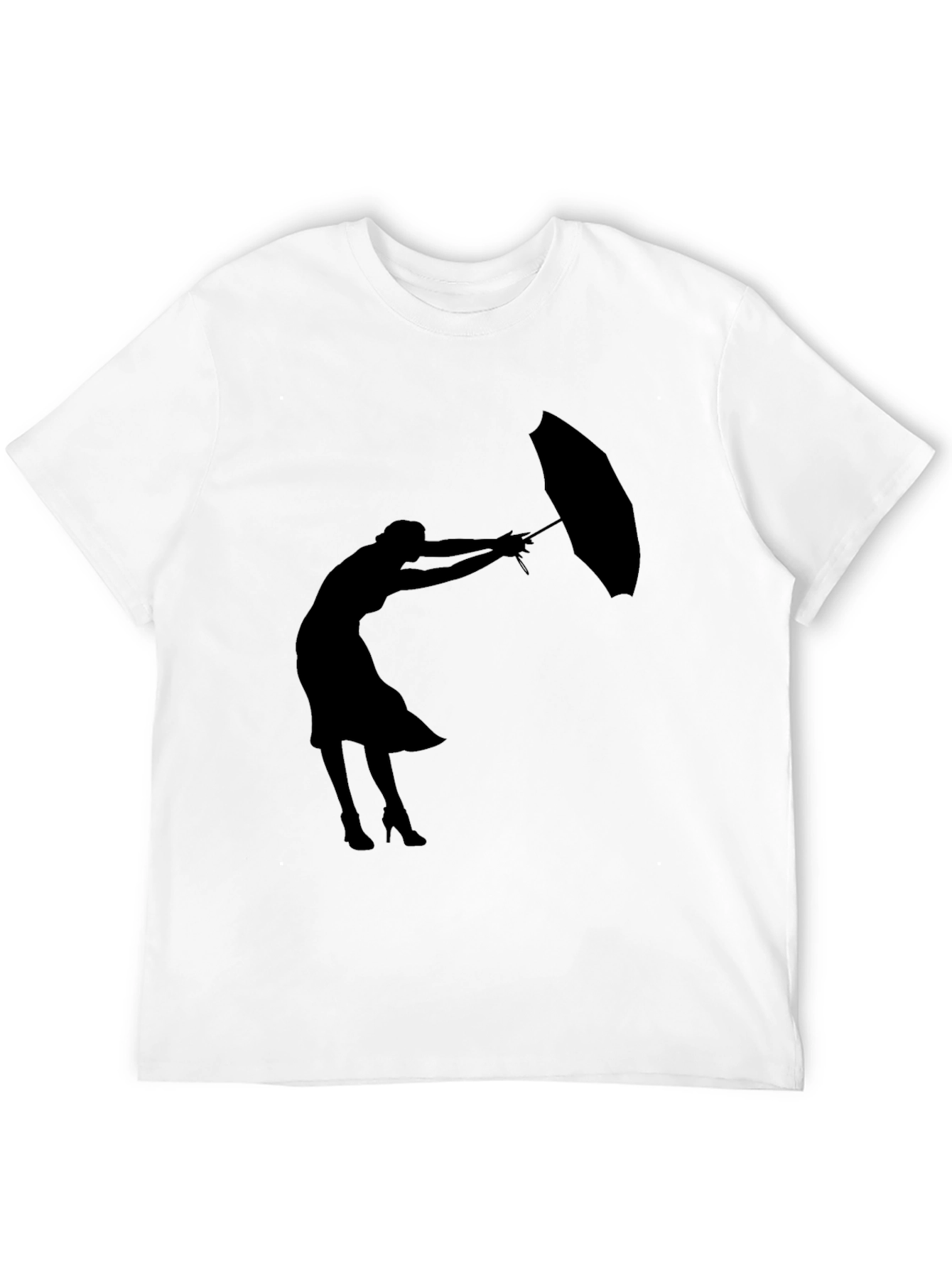 Black Silhouette Umbrella Woman Graphic Tee view 12