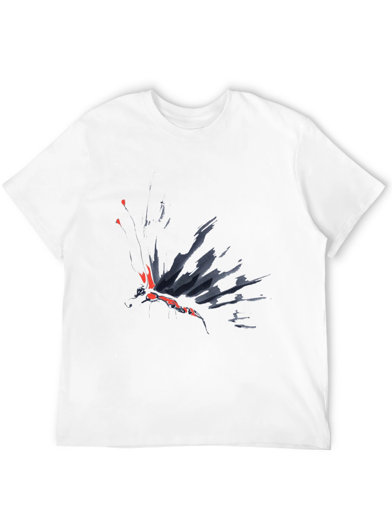 Black Abstract Butterfly Graphic Black T-Shirt view 12