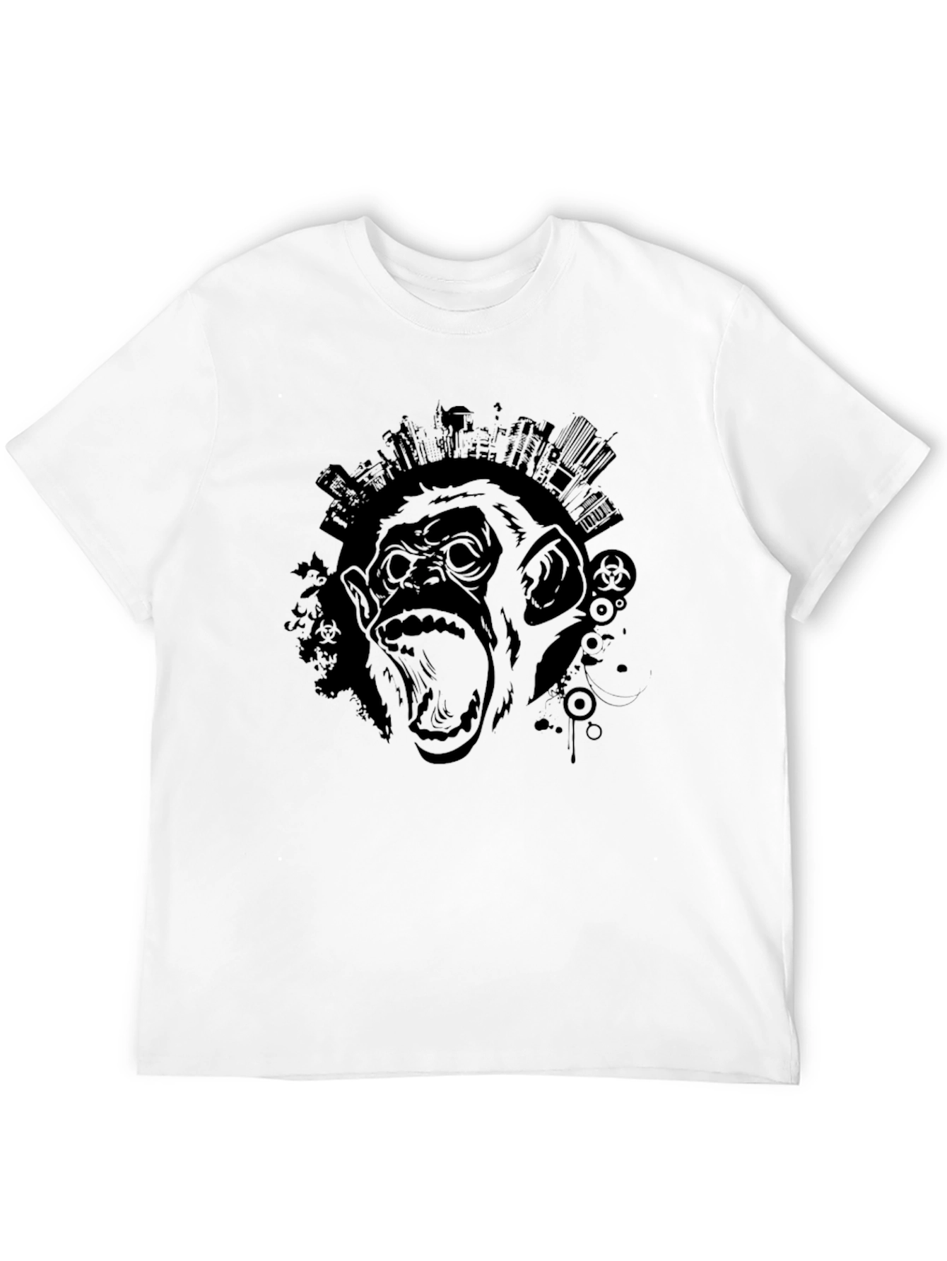 Black Men's Black Graphic Tee - Monkey City view 12