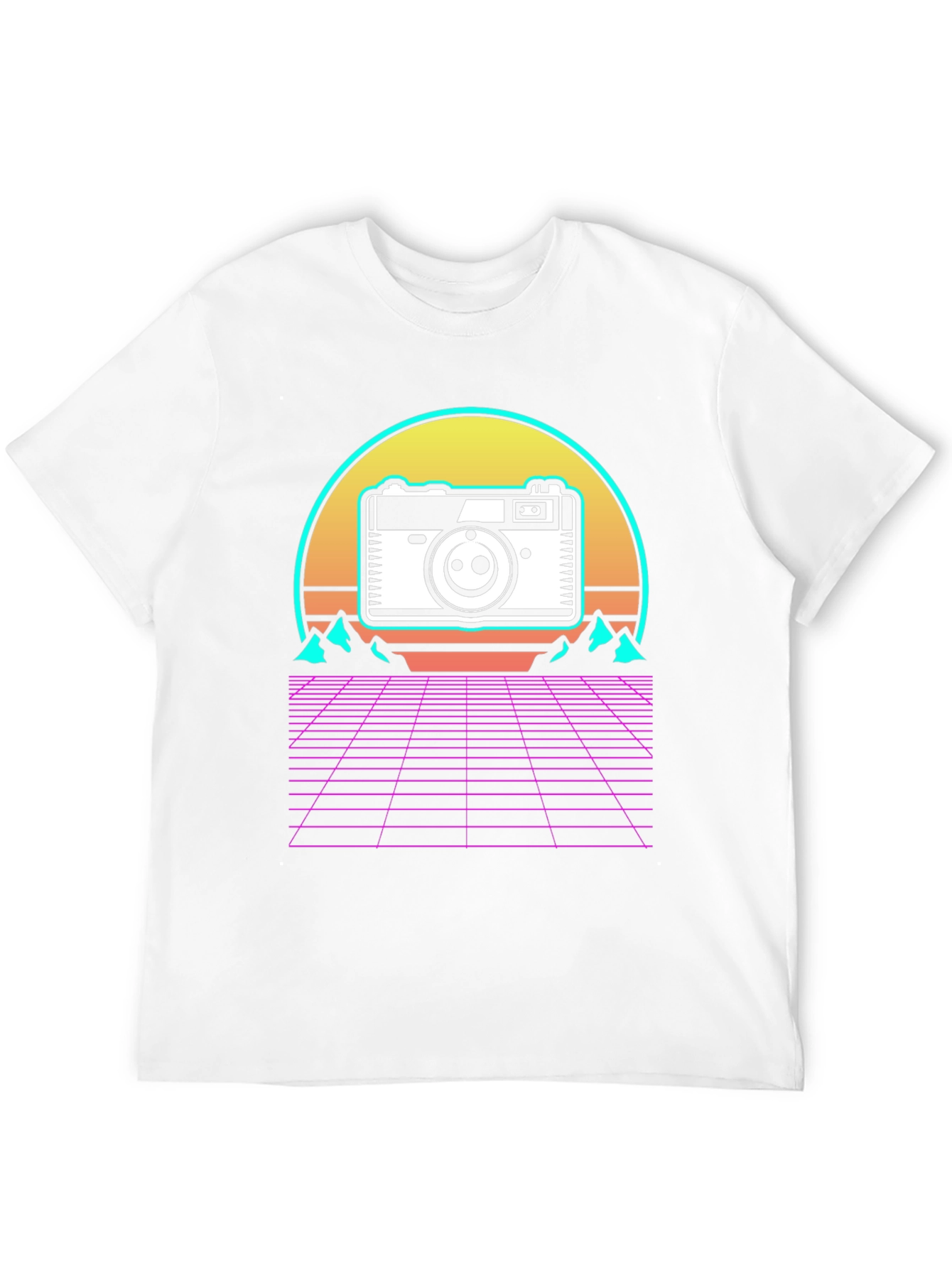 Black Retro Camera Grid T-Shirt view 12