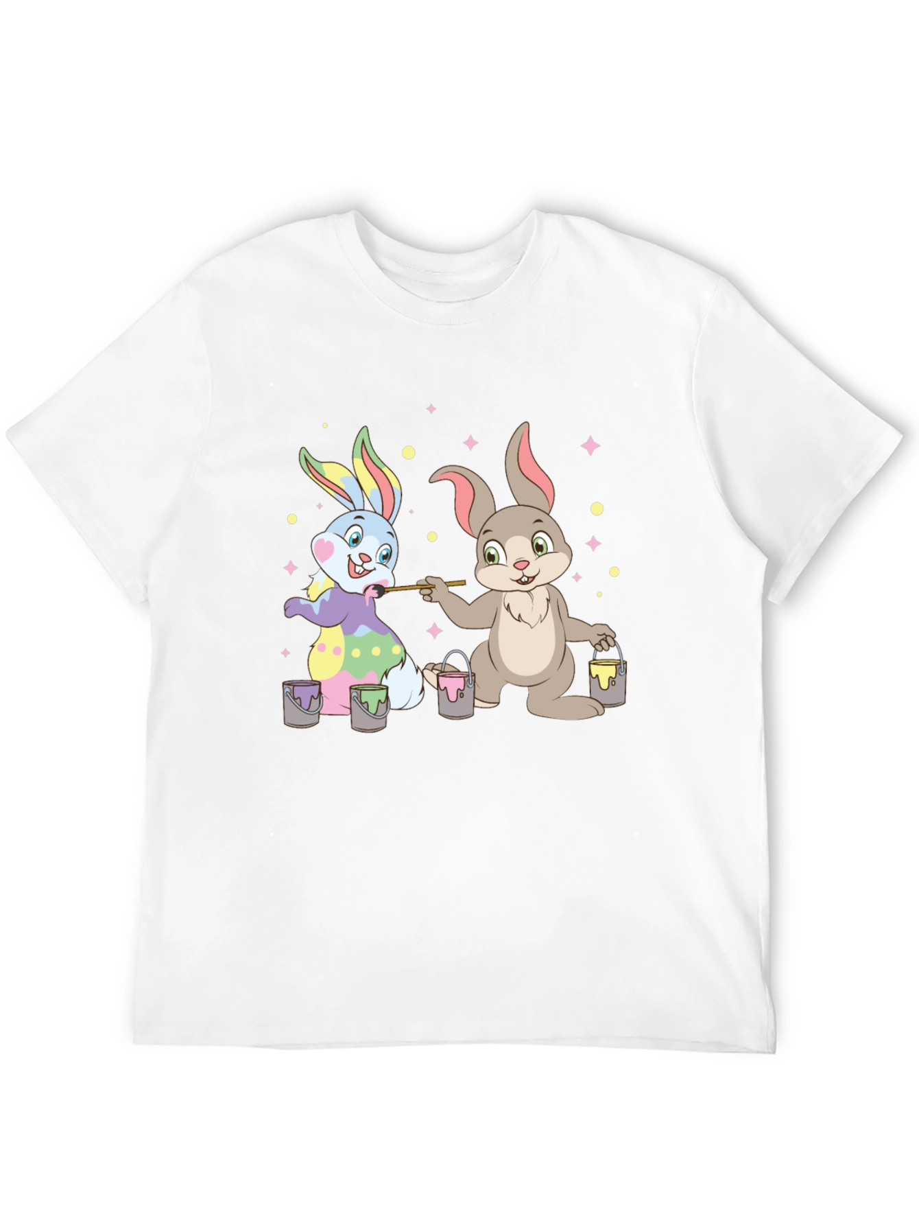 Black Easter Bunnies Painting T-Shirt - Fun Holiday Tee view 12