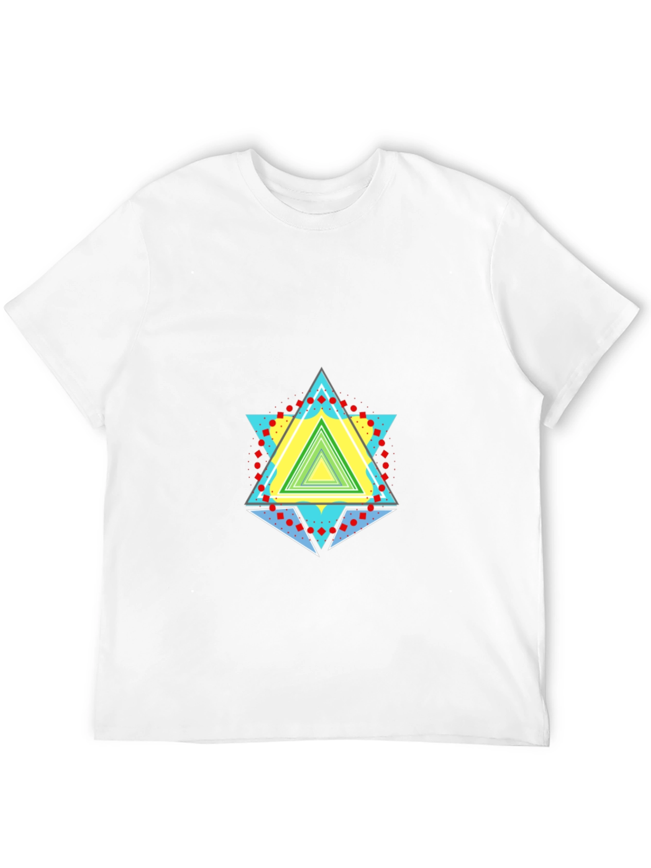 Black Geometric Triangle Graphic Black T-Shirt view 12