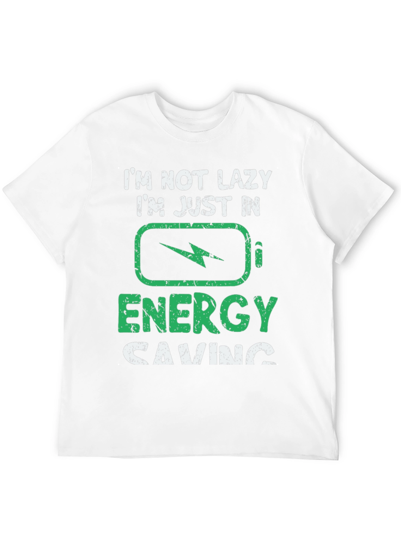 Black Funny "Energy Saving" Graphic T-Shirt view 12