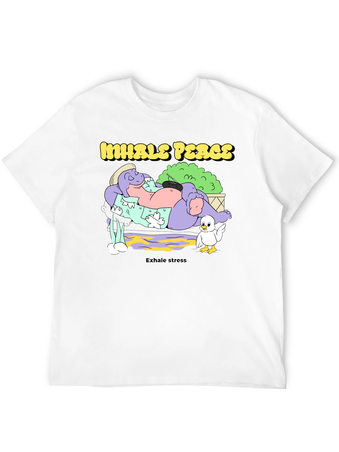 Black Inhale Peace Exhale Stress Black Graphic T-Shirt view 12