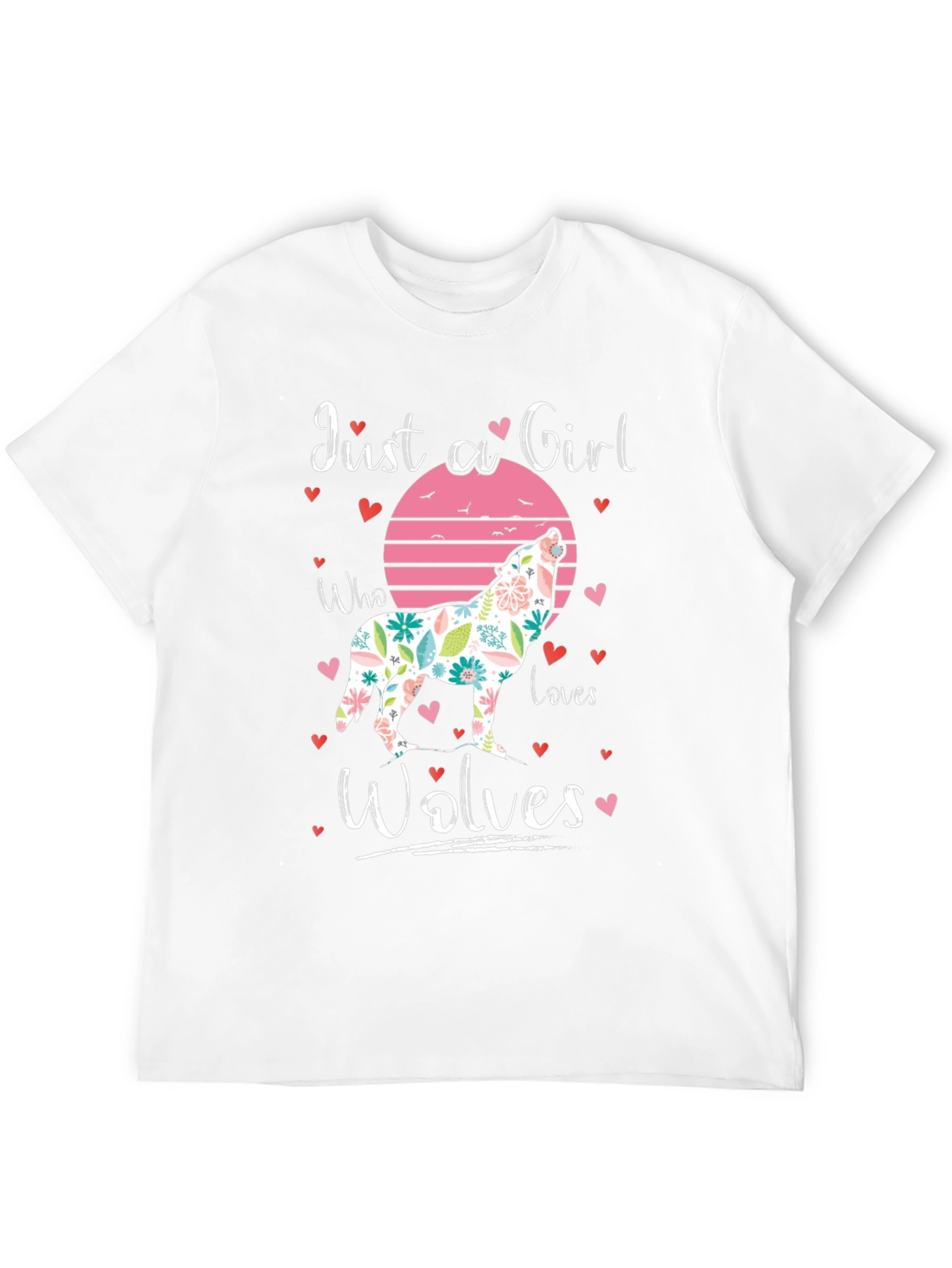 Black Just a Girl Who Loves Wolves T-Shirt view 12