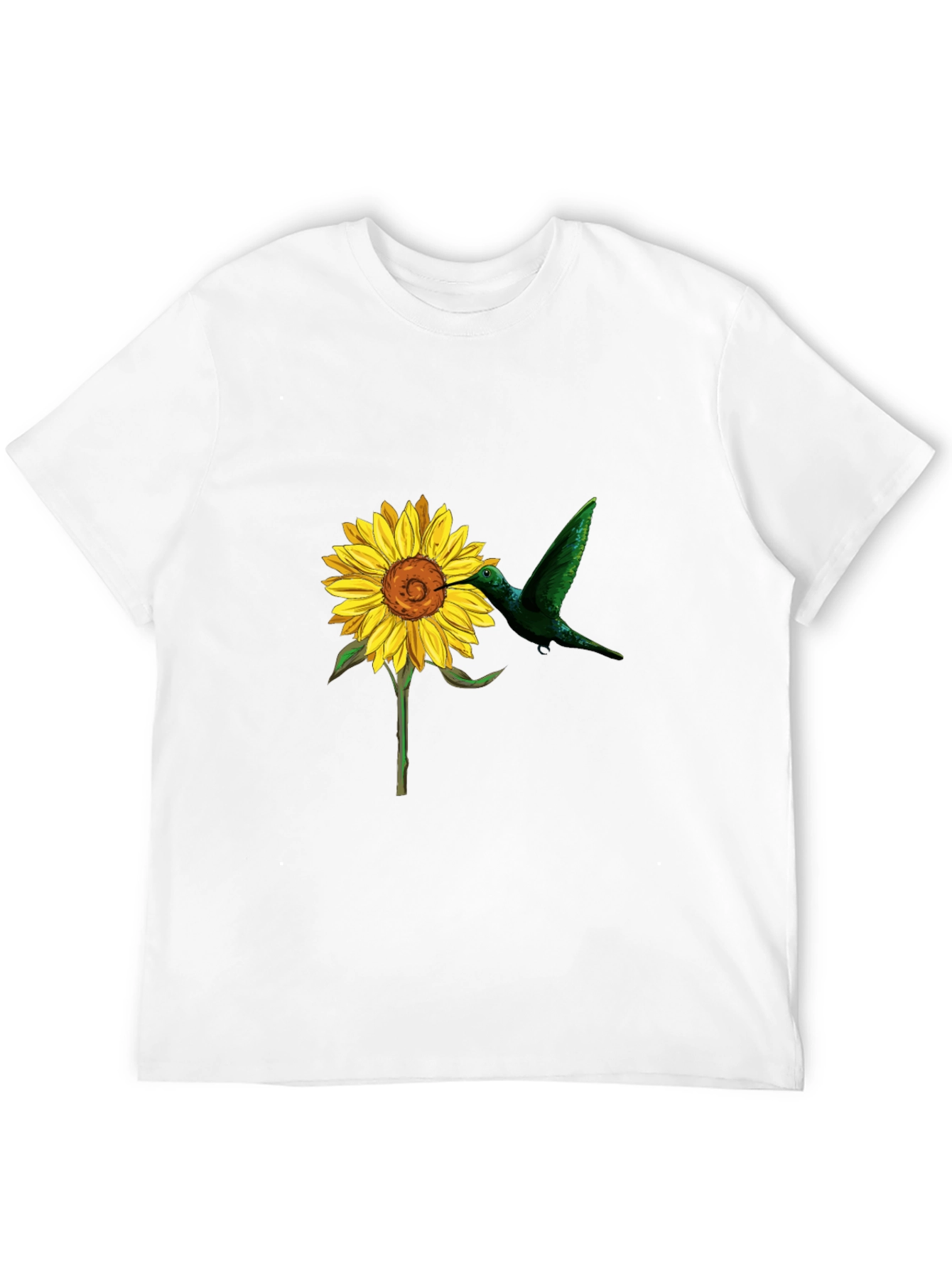 Black Hummingbird & Sunflower Graphic Black T-Shirt view 12