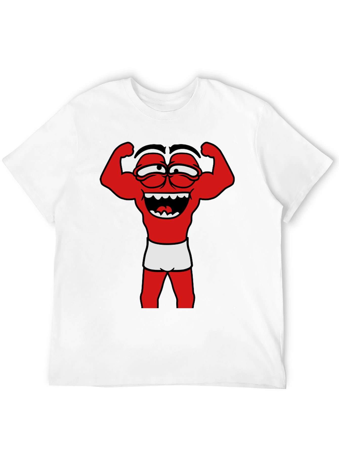 Black Funny Muscle Man Cartoon Graphic Tee - Black view 12