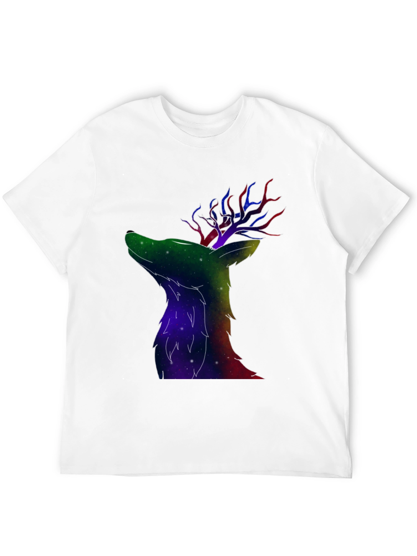 Black Galaxy Deer Graphic T-Shirt view 12