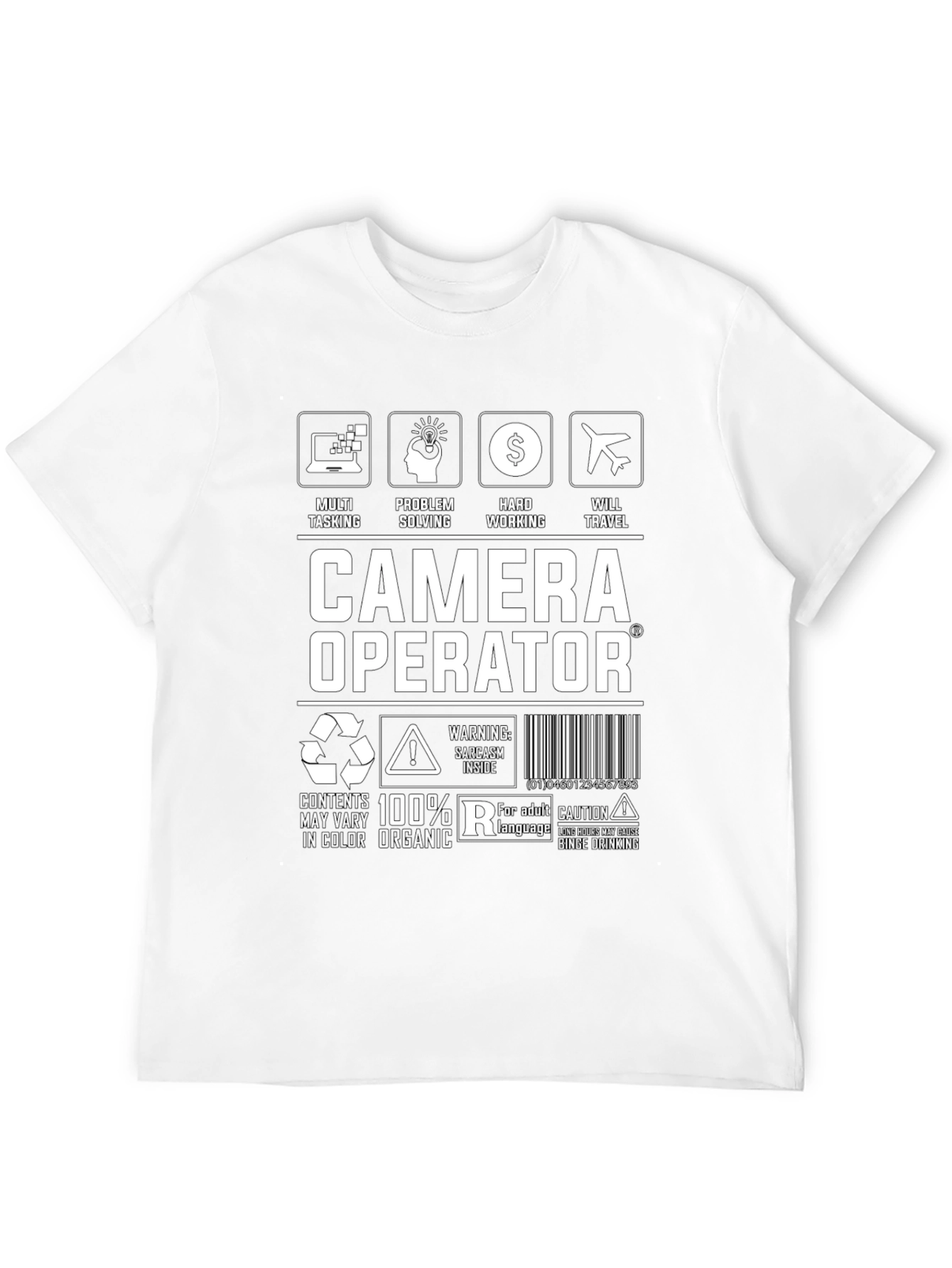 Black Camera Operator Graphic Tee - Multi Tasking view 12