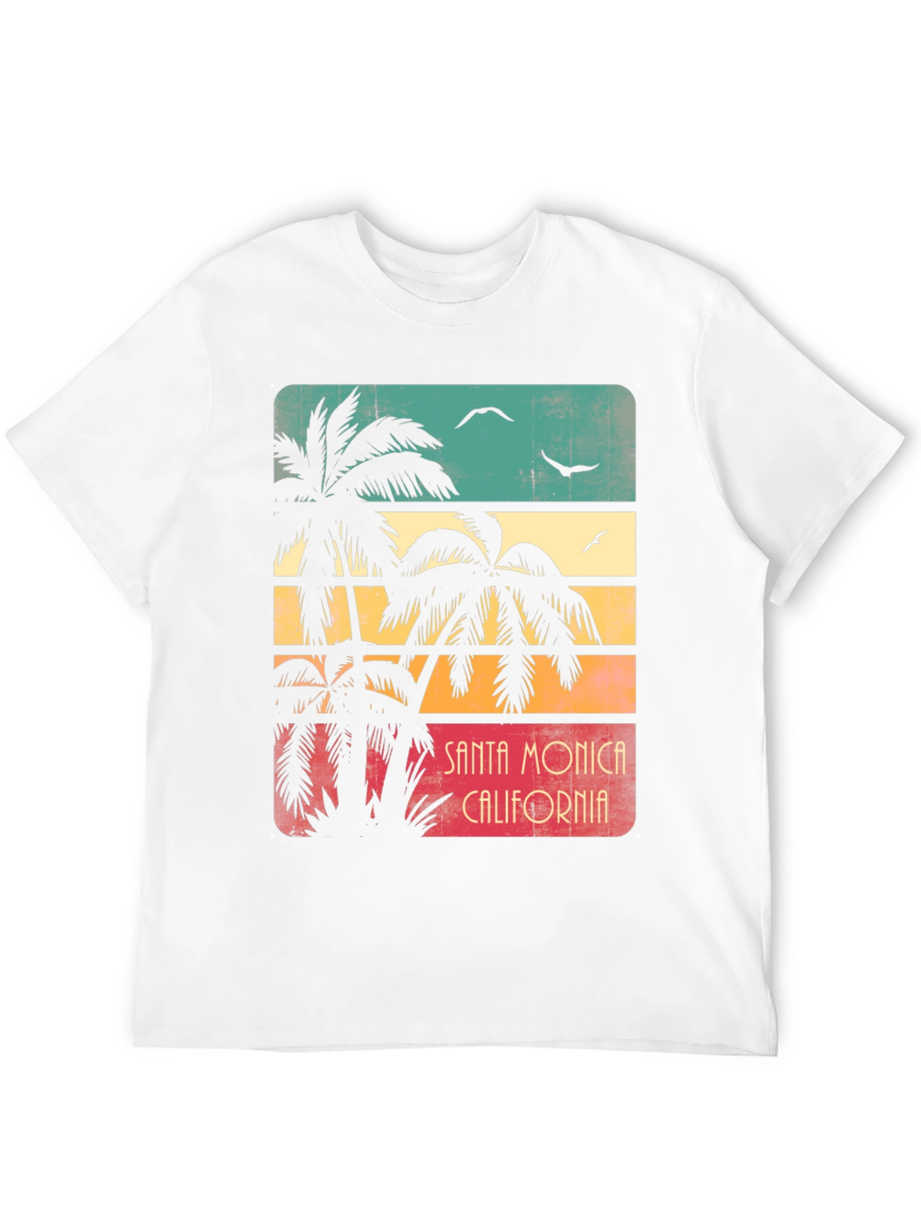 Black Santa Monica Palm Tree Retro Graphic T-Shirt view 12