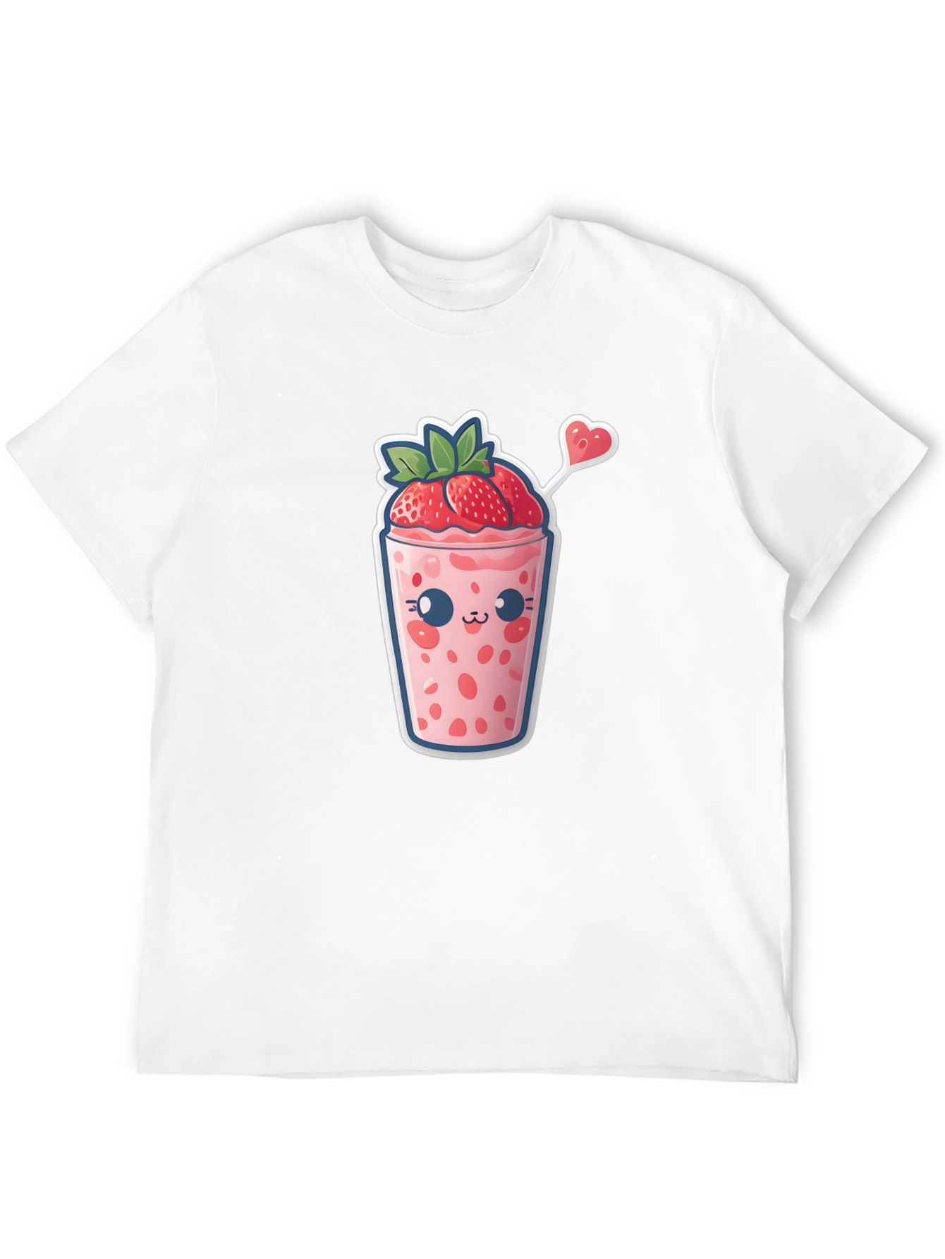 Black Kawaii Strawberry Smoothie T-Shirt view 12