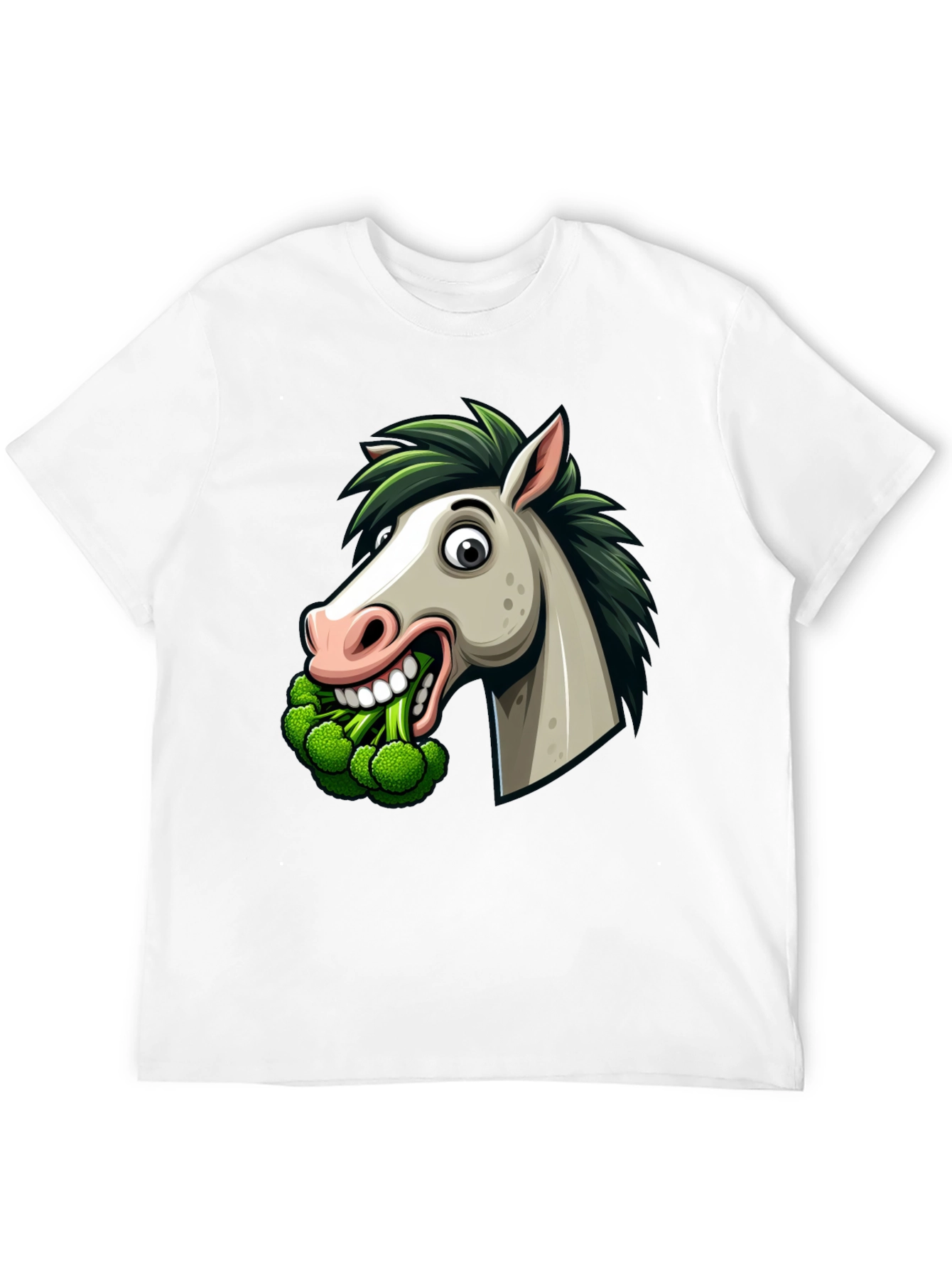 Black Funny Horse Broccoli Graphic Tee view 12