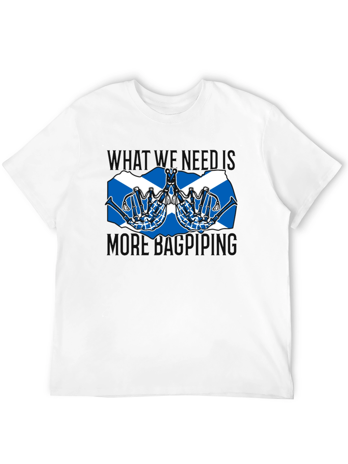 Black Scottish Bagpipes T-Shirt - "More Bagpiping" view 12