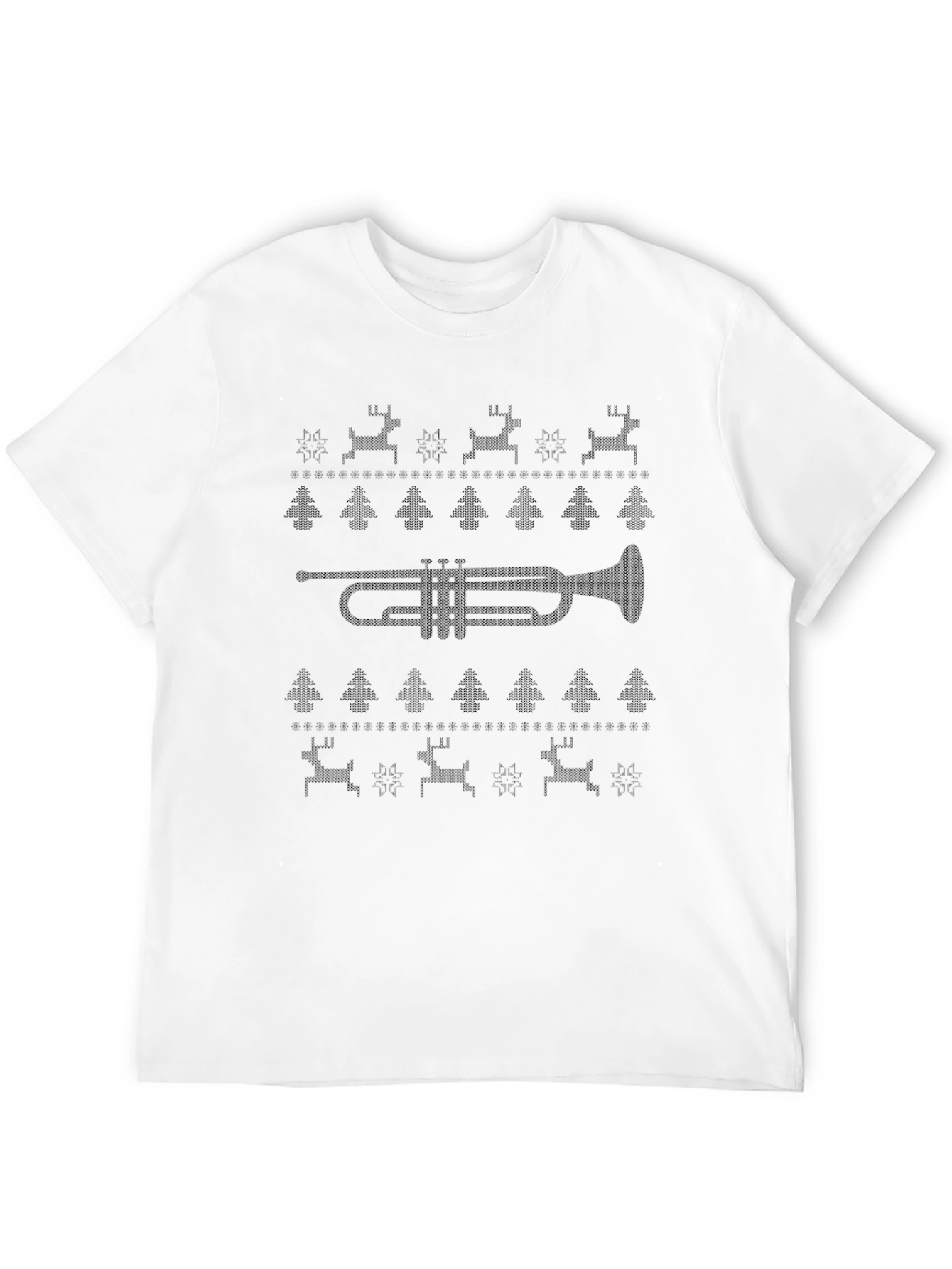 Black Novelty Trumpet Christmas Pattern T-Shirt view 12