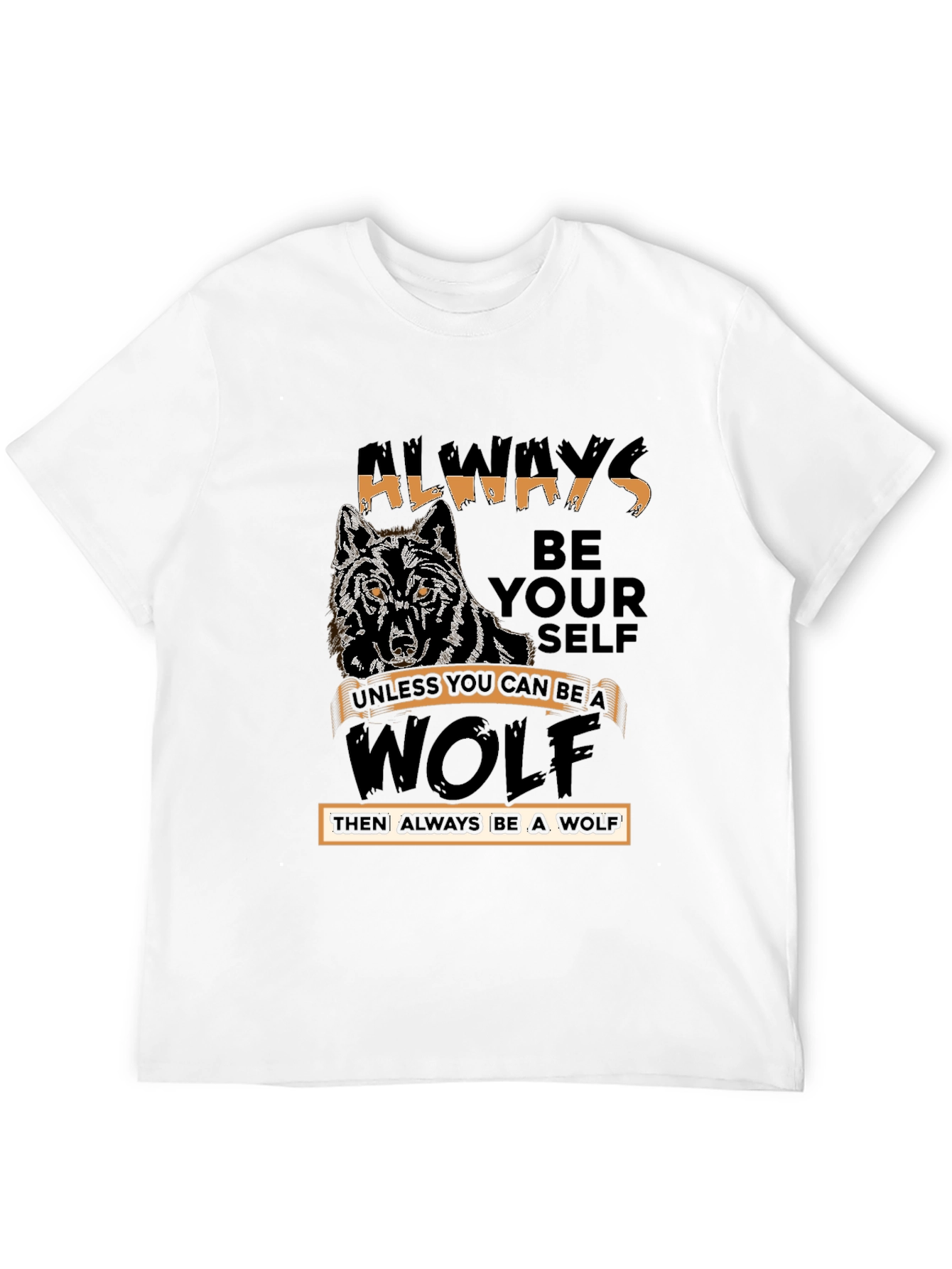 Black Always Be Yourself Wolf Graphic Tee view 12
