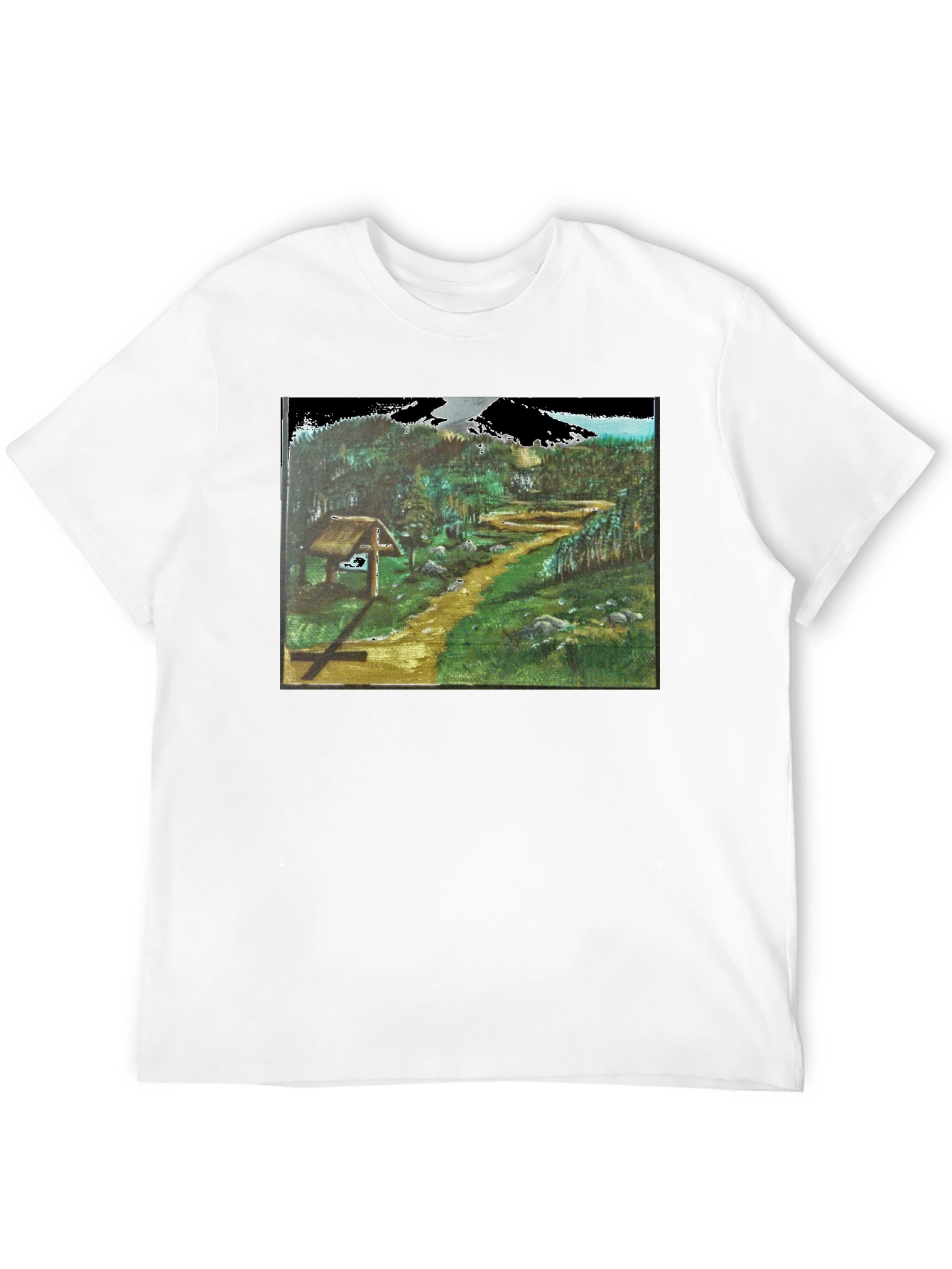 Black Nature Path Graphic Tee - Black Cotton Blend view 12