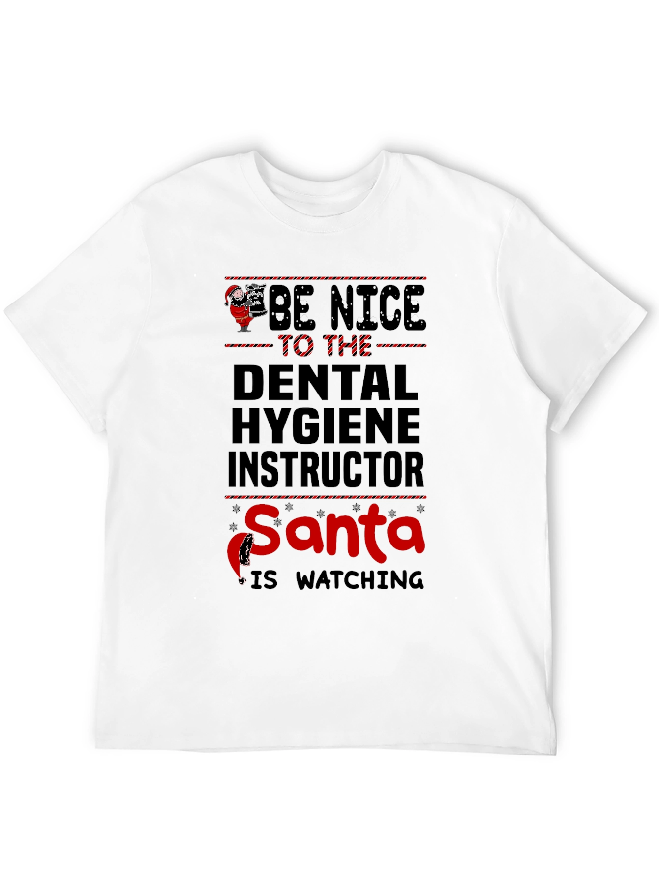 Black Dental Hygiene Instructor Santa is Watching T-Shirt view 12