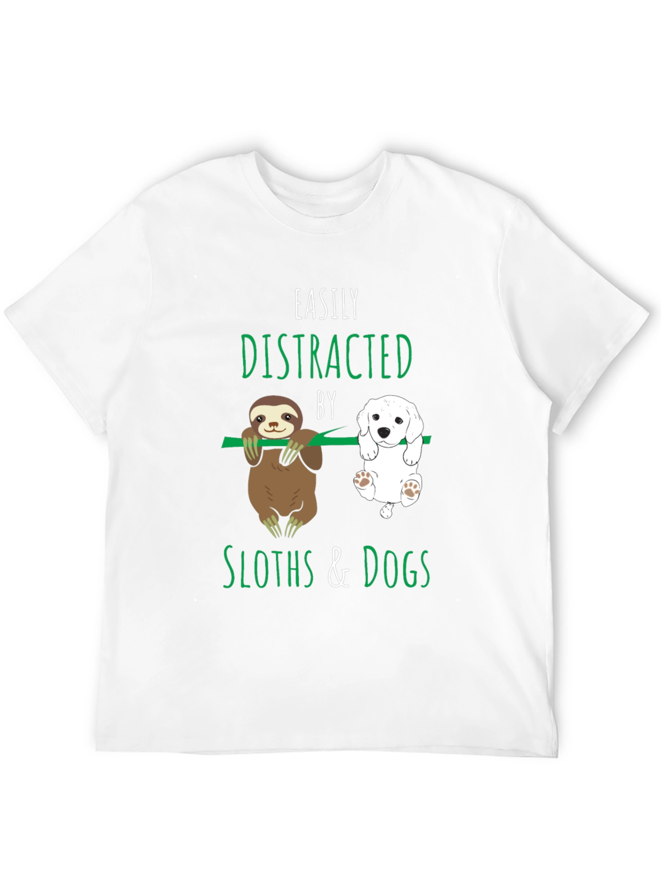 Black Easily Distracted By Sloths & Dogs T-Shirt view 12