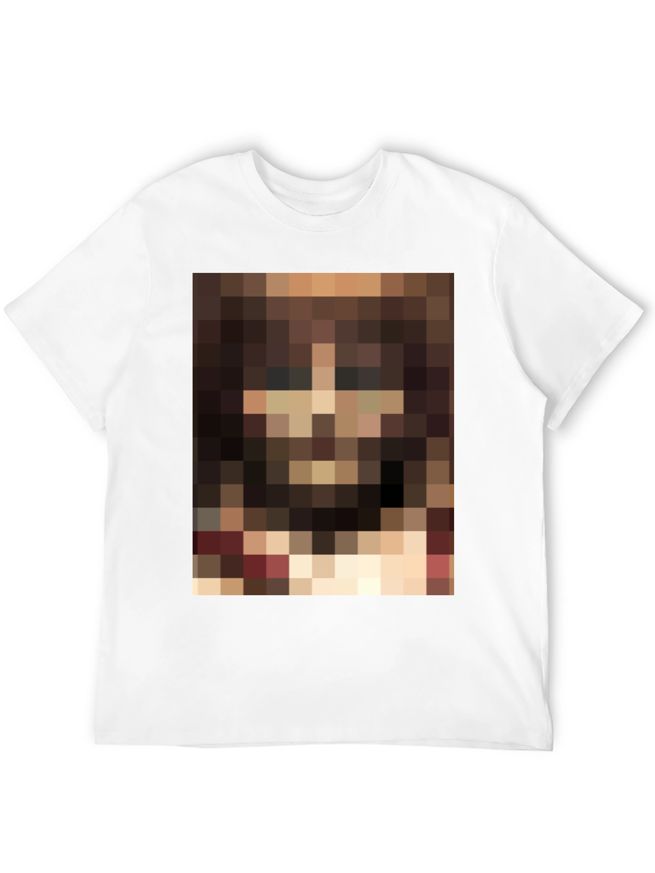 Pixelated Portrait Graphic Black T-Shirt - 12
