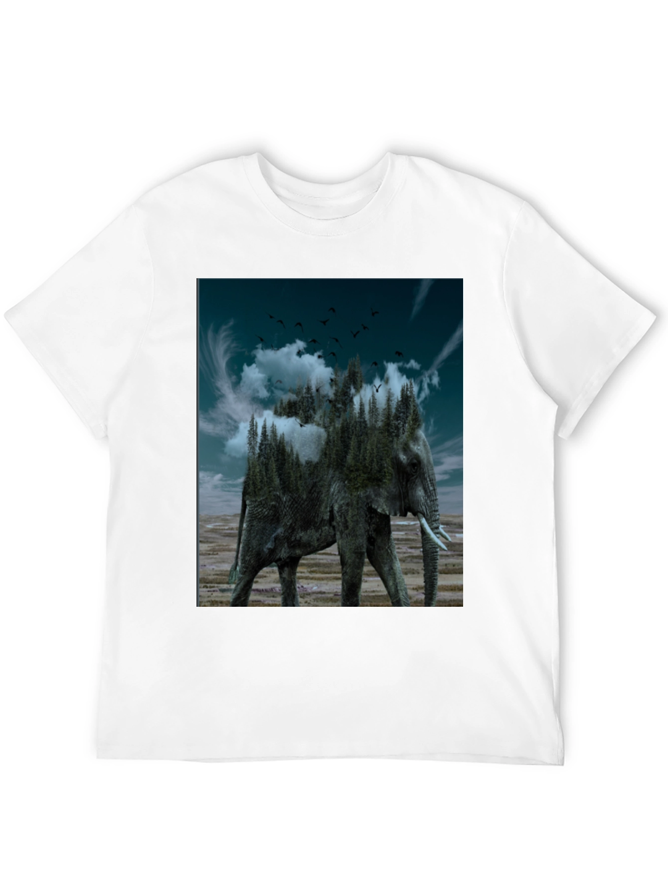 Black Surreal Elephant Forest Graphic Tee - Black view 12
