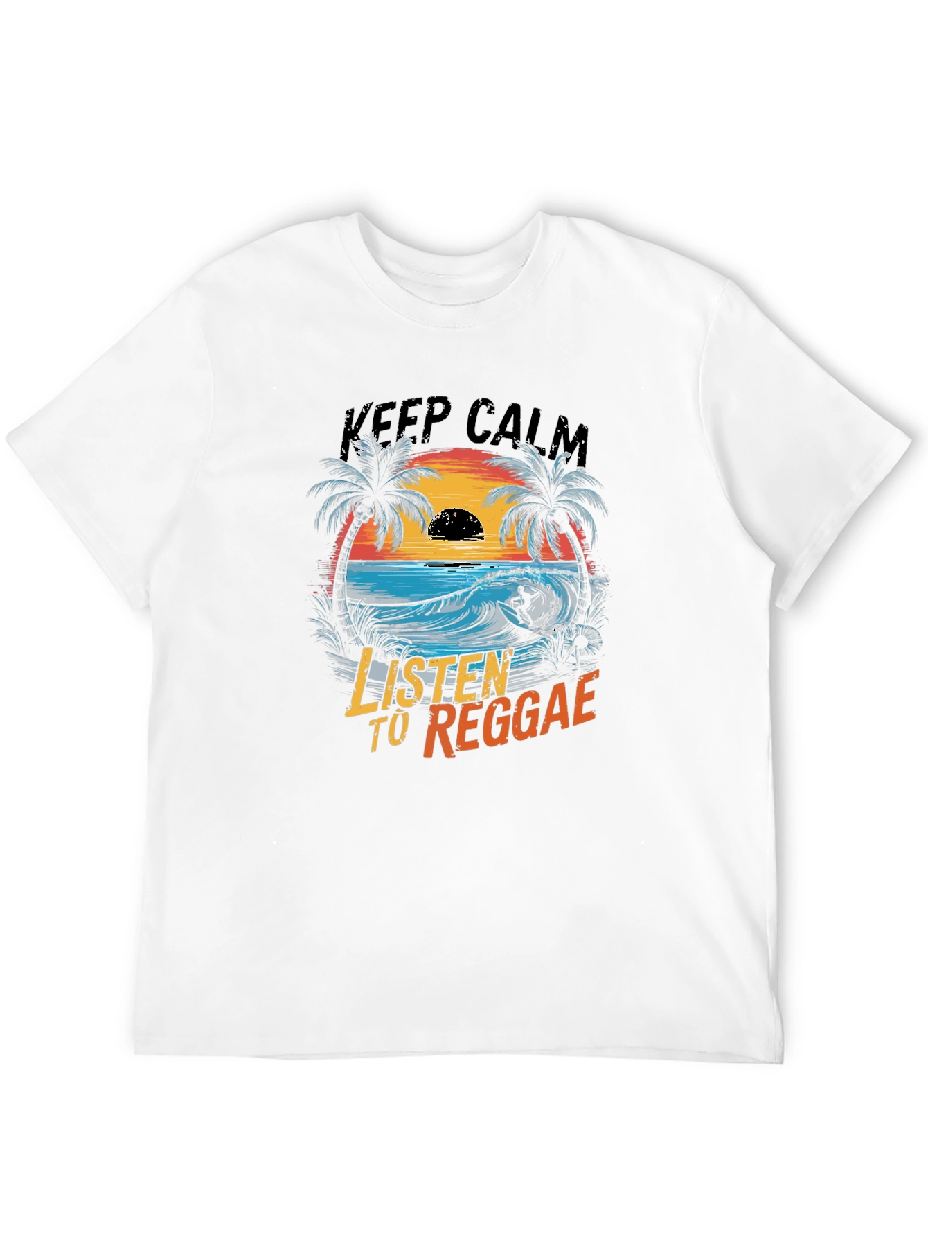 Black Keep Calm Listen to Reggae Graphic T-Shirt view 12