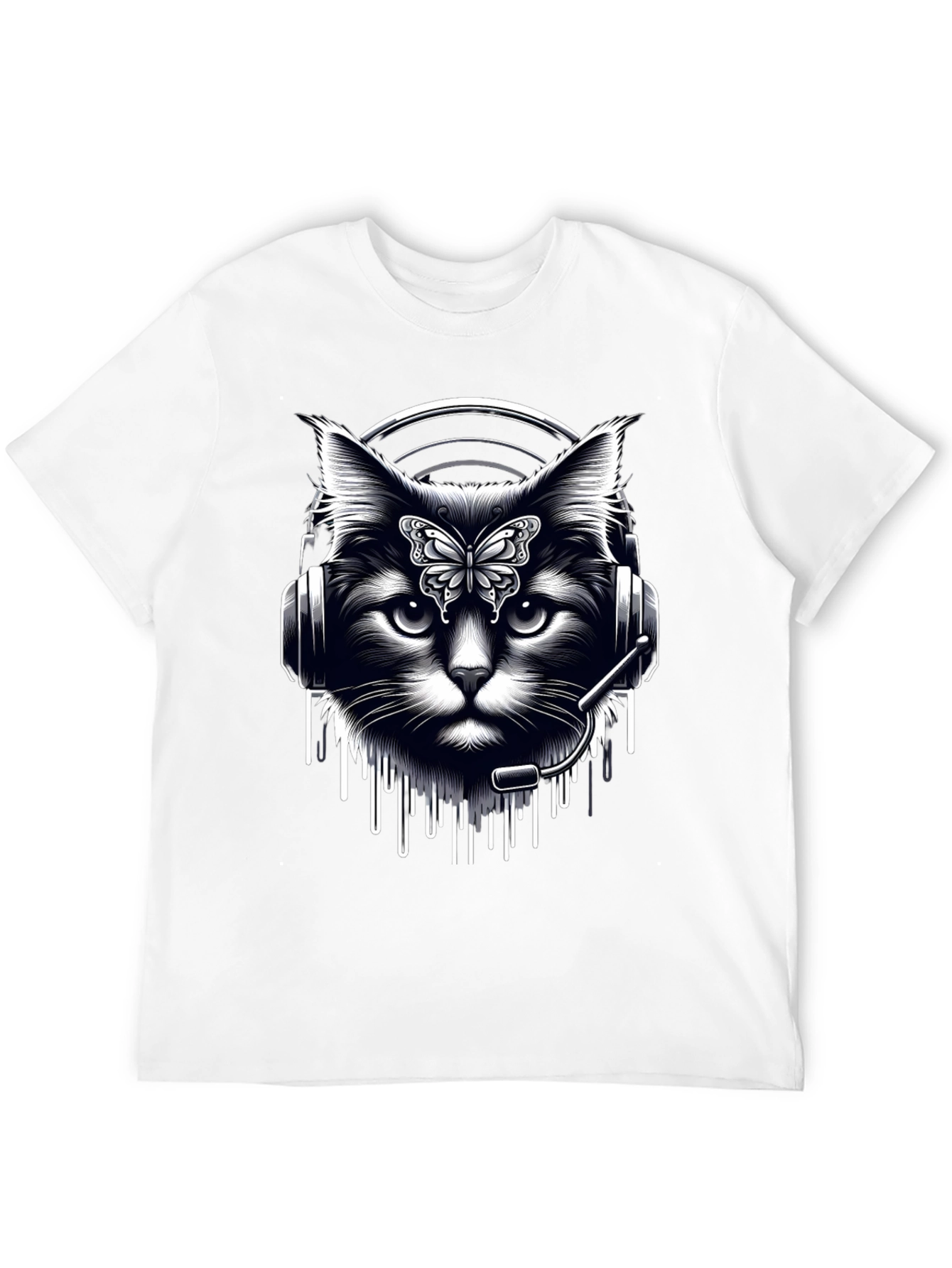 Black Cat DJ Graphic T-Shirt - Black view 12