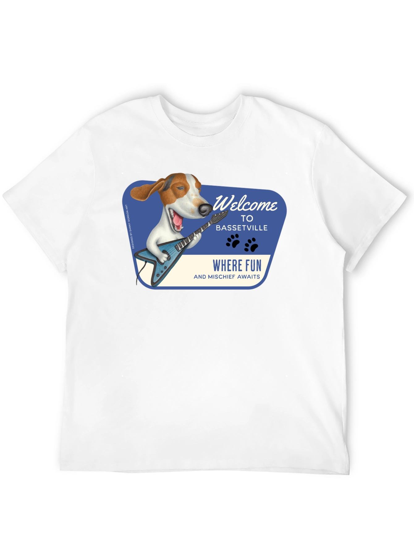 Black Bassetville Dog Guitarist Graphic Tee view 12