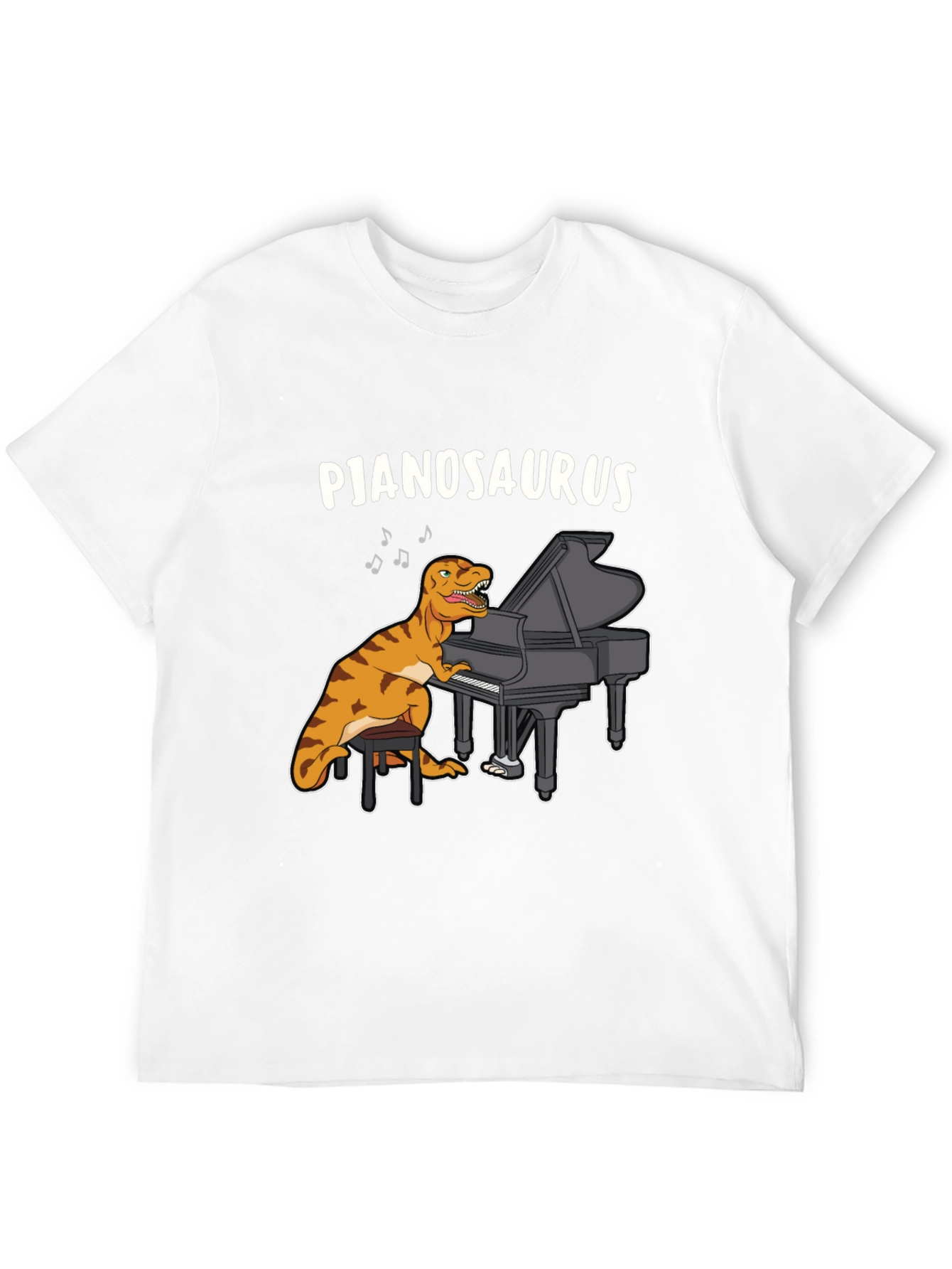 Black Pjanosaurus T-Shirt - Dinosaur Playing Piano Funny Tee view 12
