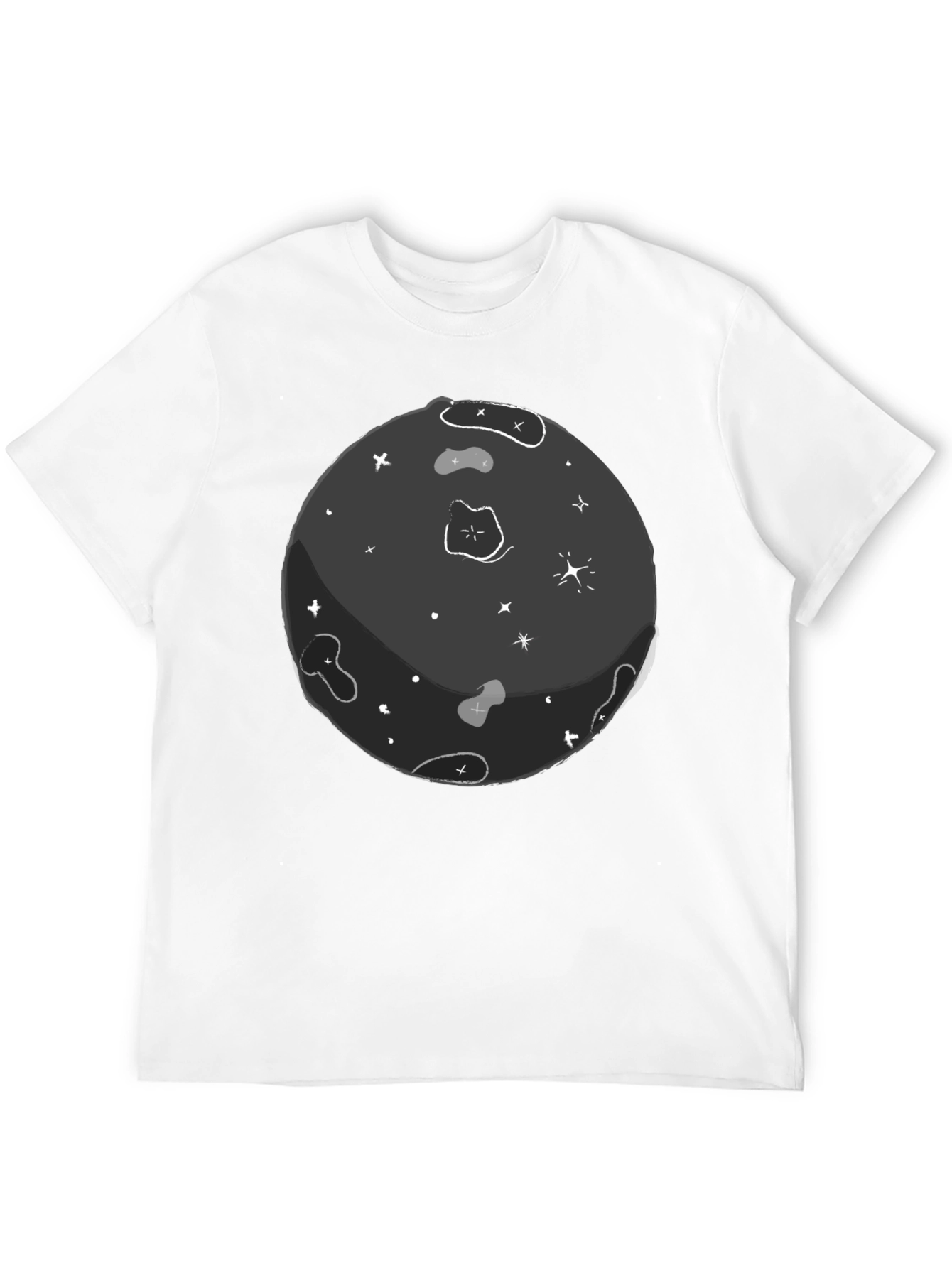Black Cartoon Space T-Shirt - Unique Graphic Tee view 12