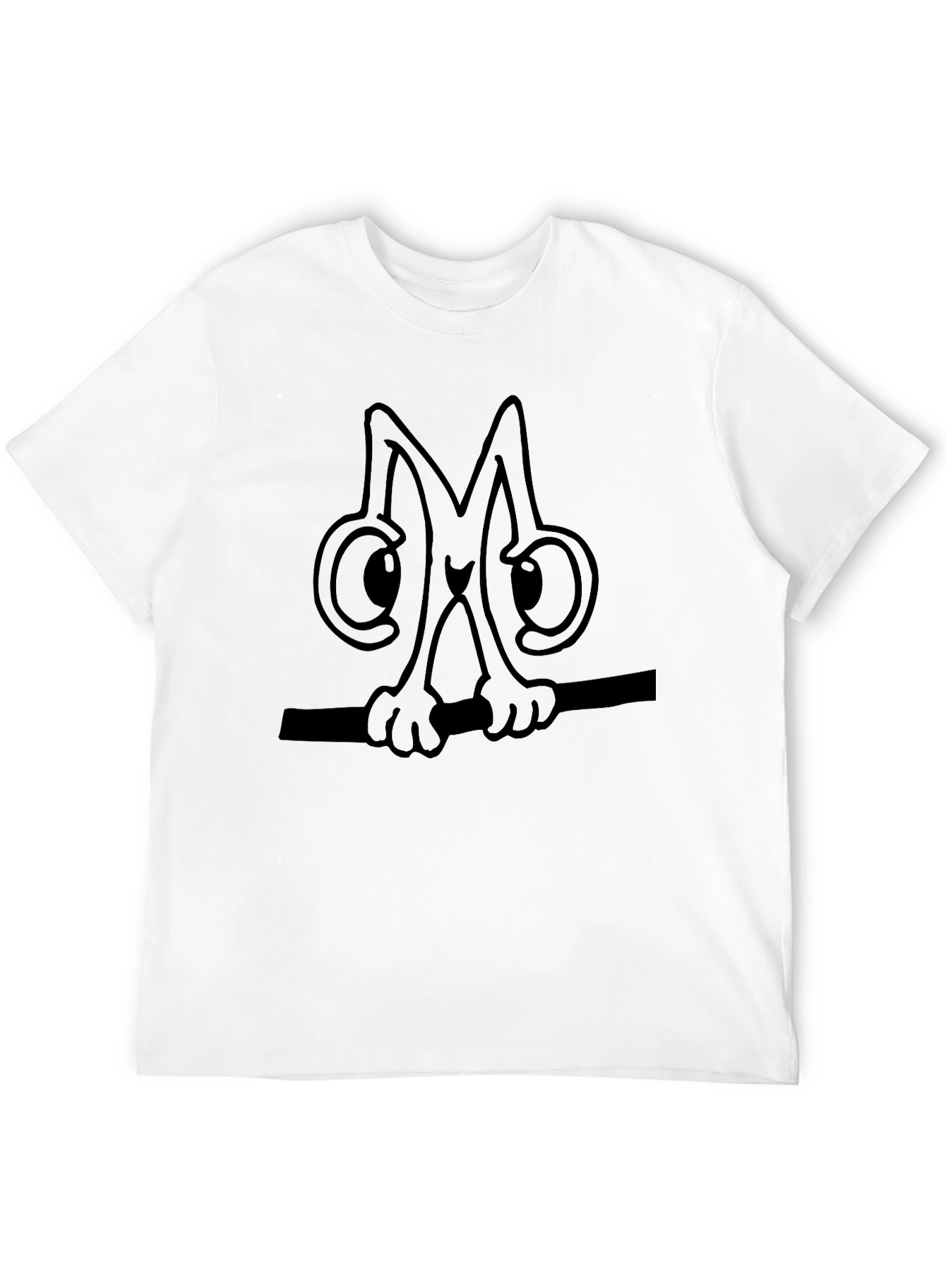 Black Cartoon Cat Graphic Tee - Black Cotton Casual Top view 12