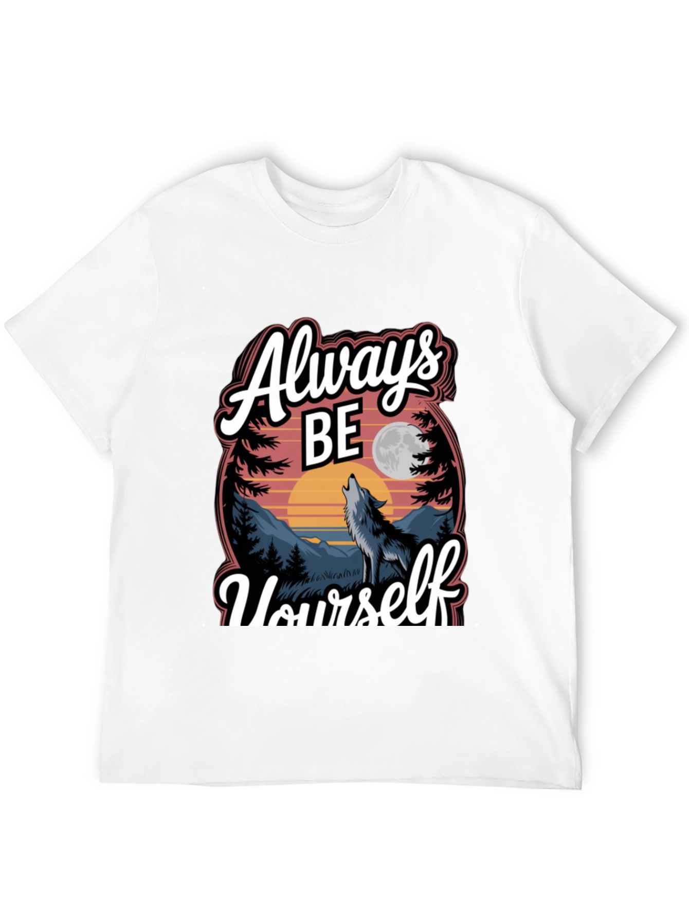 Black Always Be Yourself Wolf Graphic Tee view 12