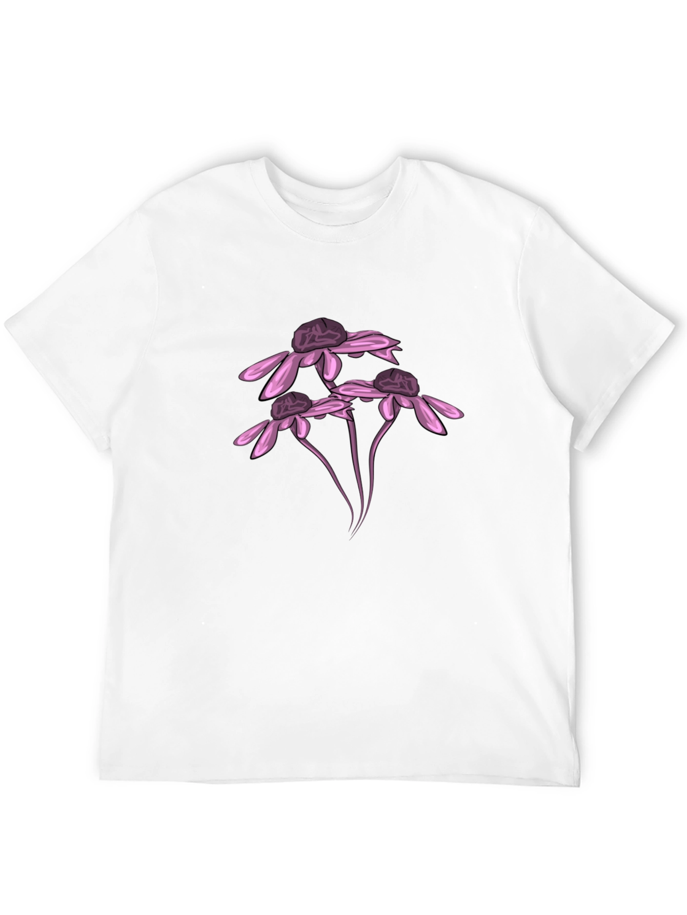 Black Black T-Shirt with Pink Flower Design view 12
