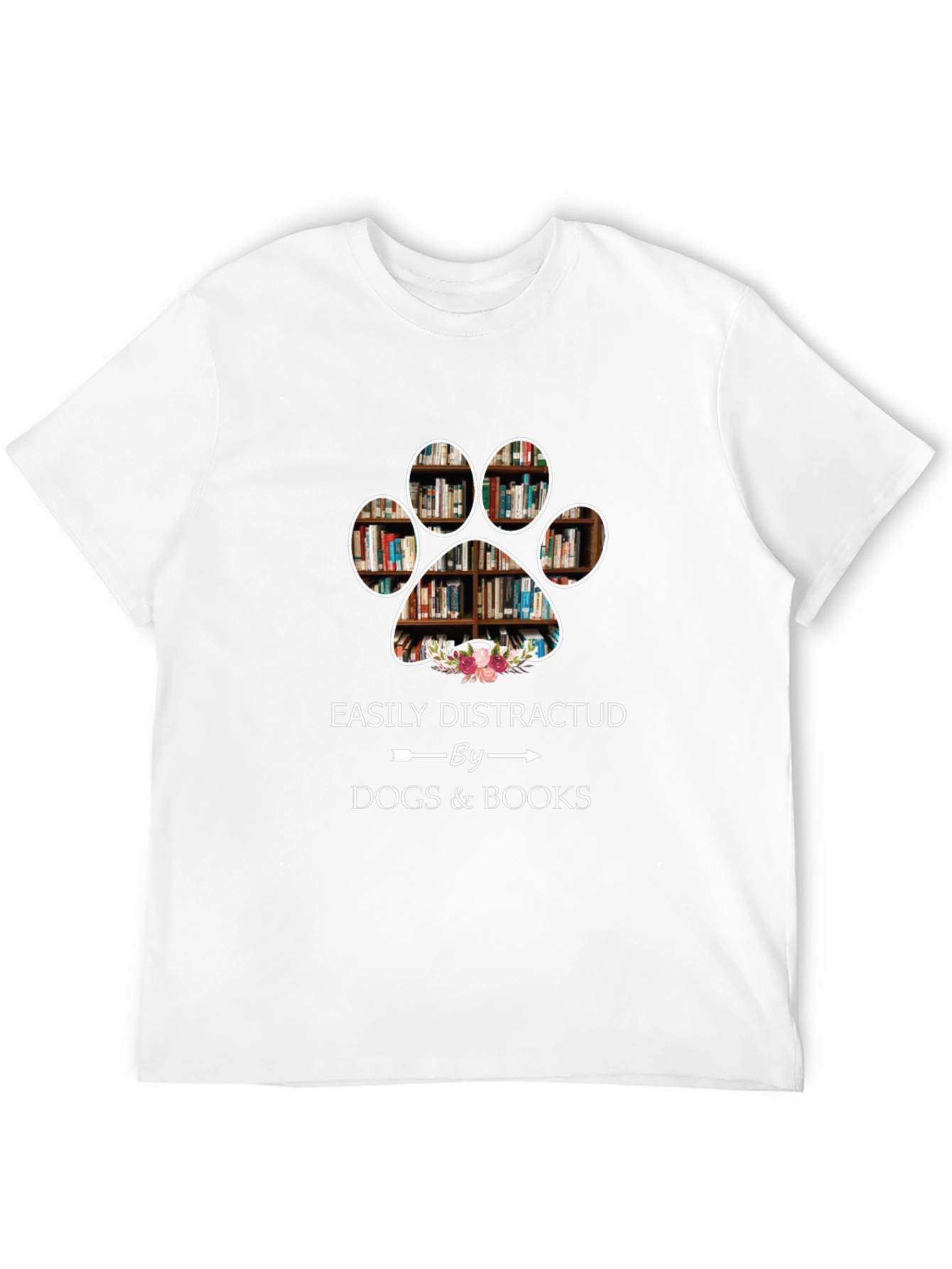 Black Easily Distracted by Dogs & Books T-Shirt view 12