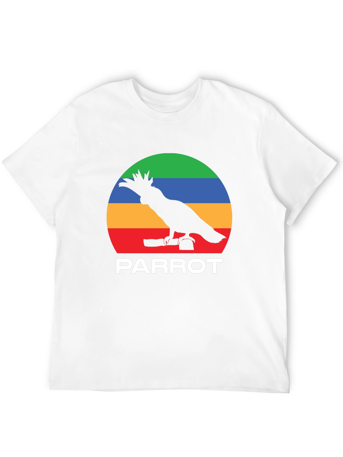 Black Parrot Silhouette T-Shirt - Rainbow Stripes view 12