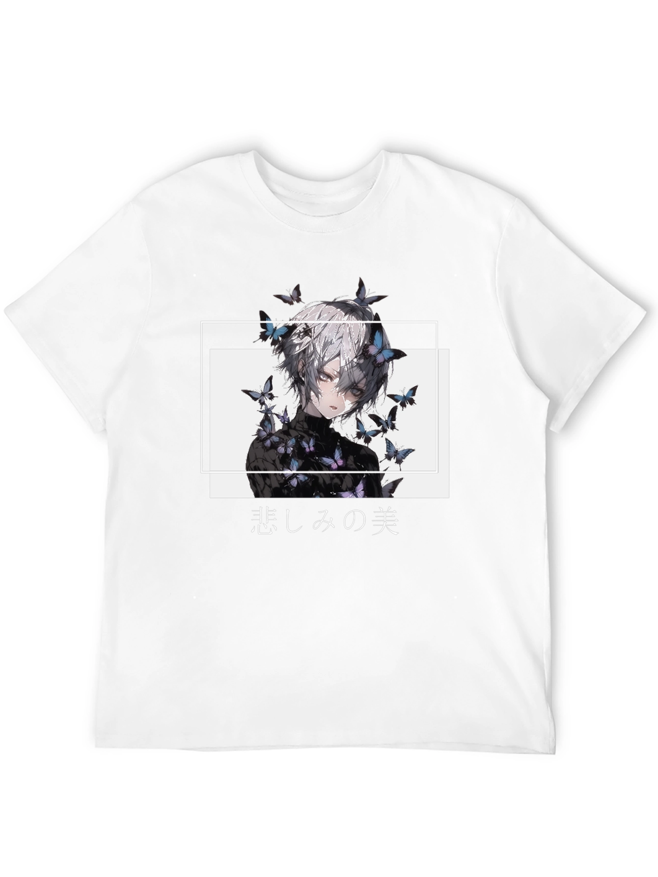 Black Anime Butterfly Graphic Black T-Shirt view 12