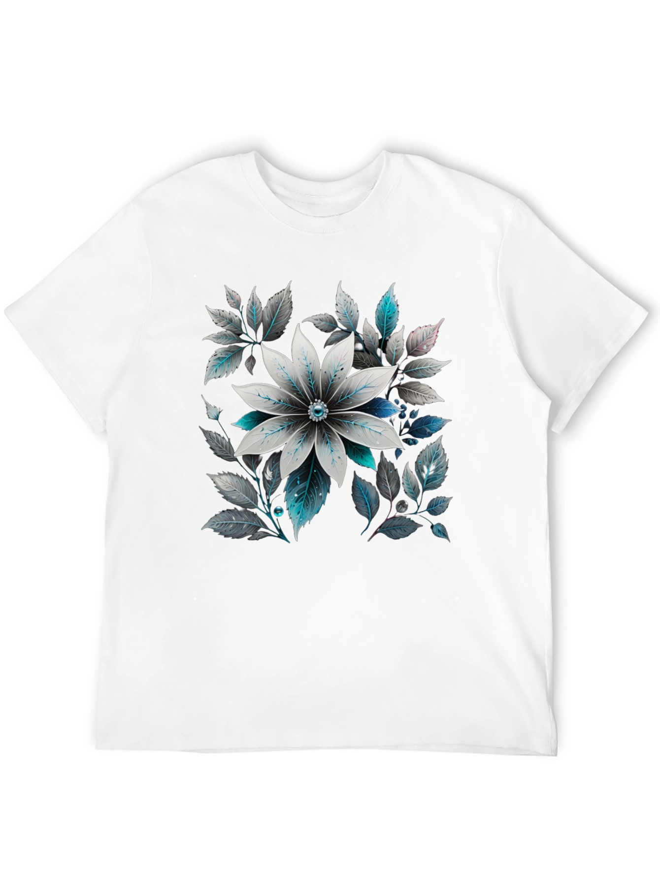 Black Floral Graphic Tee - Black Cotton Blend view 12