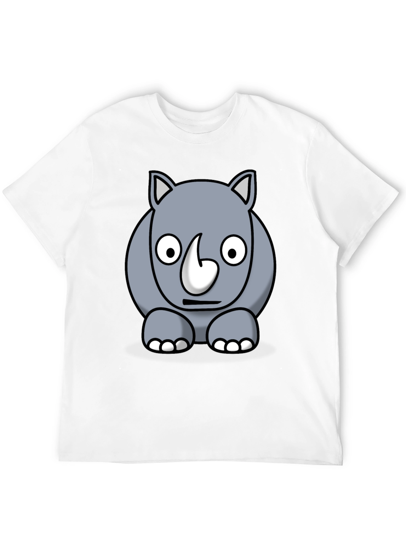 Black Cartoon Rhino Graphic Tee - Black Cotton T-Shirt view 12