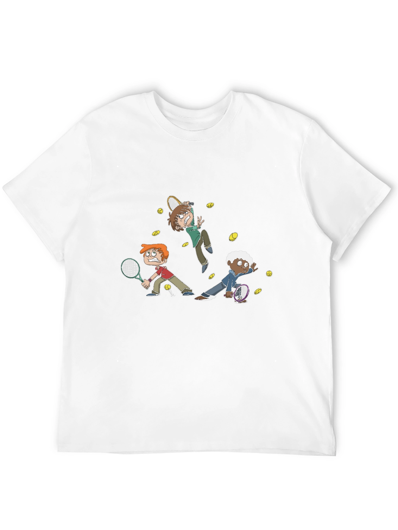 Black Tennis Cartoon Graphic Black T-Shirt view 12